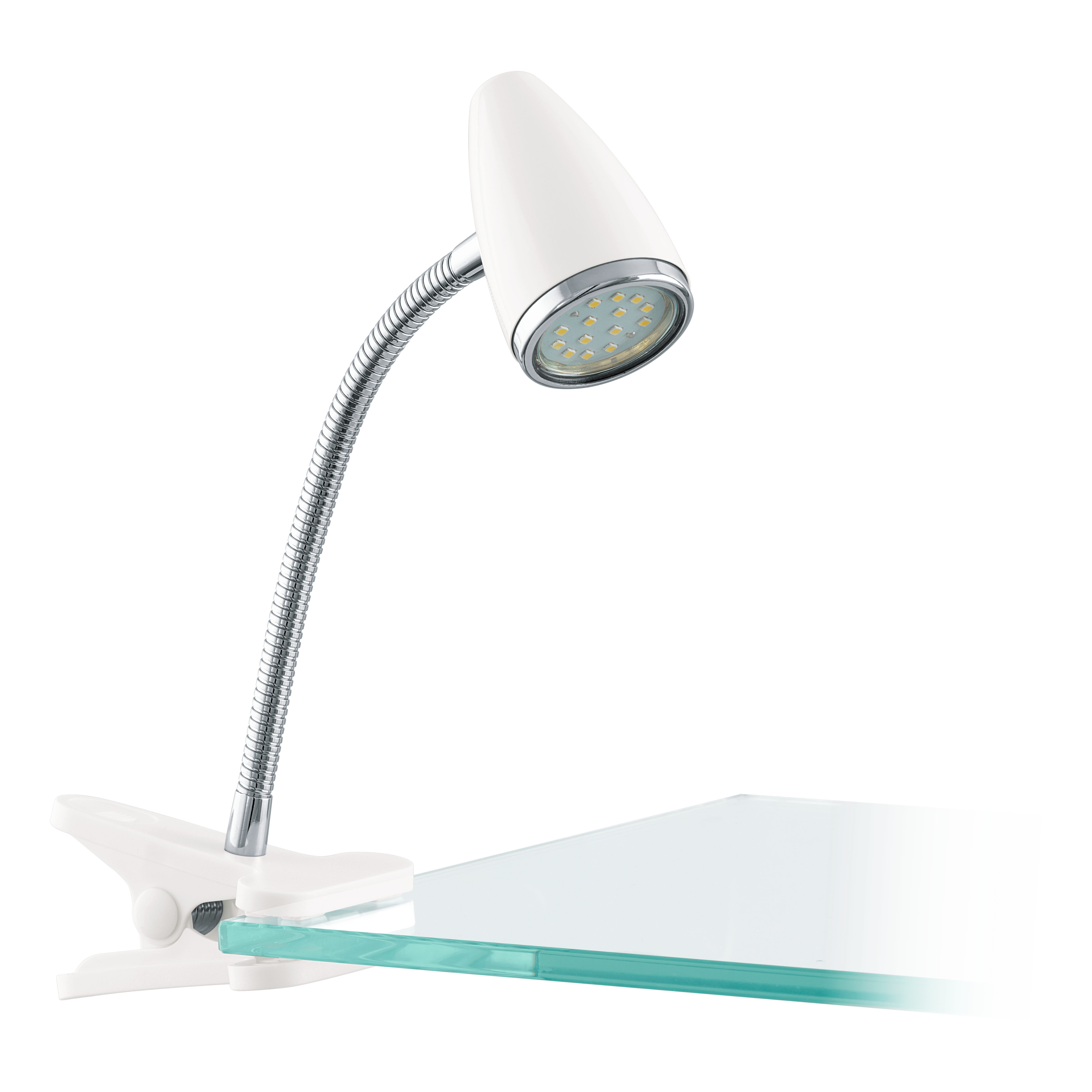 eglo riccio 1 white chrome adjustable table clamp task lamp