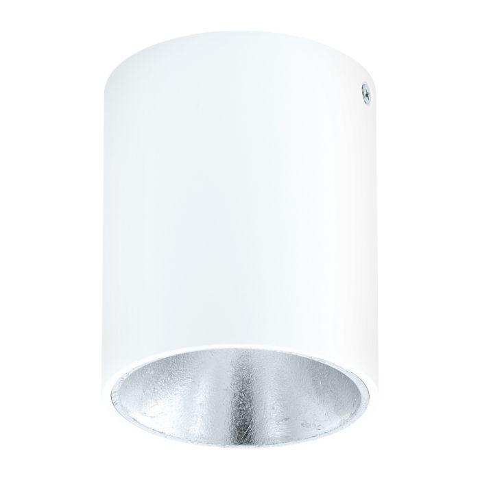 eglo polasso flush led white silver cylinder ceiling light living room image