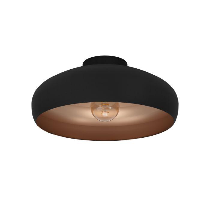 eglo mogano flush black copper ceiling light living room image