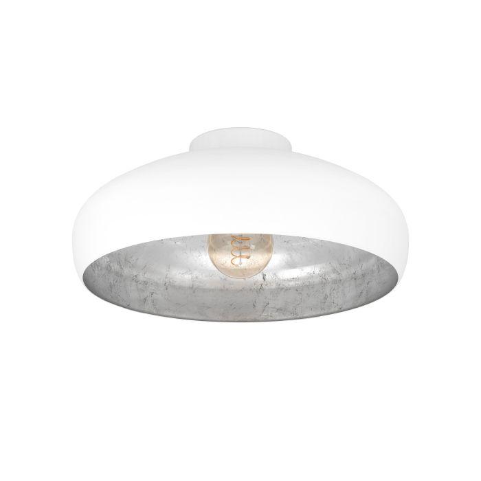 eglo mogano flush white silver ceiling light living room close up