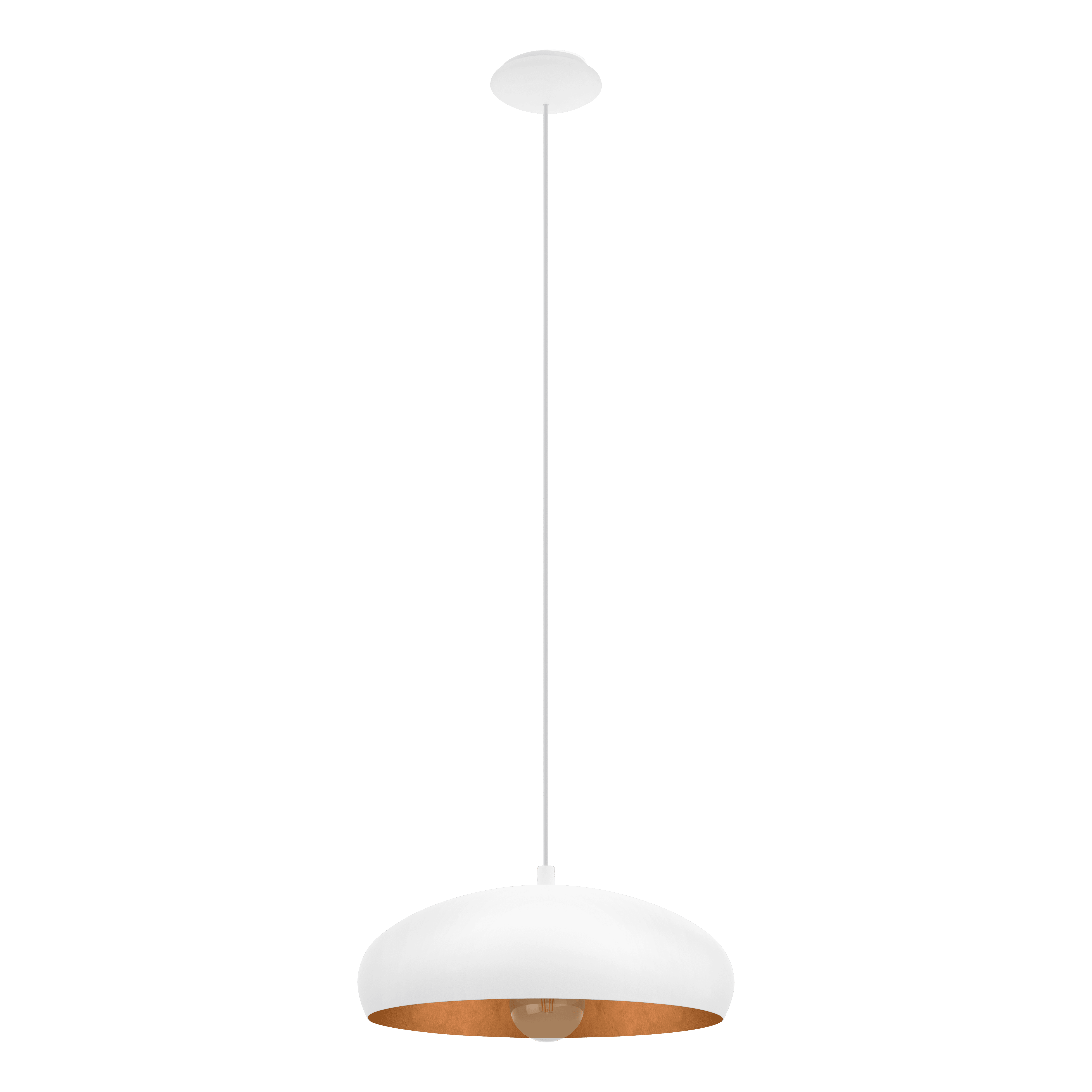 eglo mogano 1 white metal copper ceiling pendant living room close up