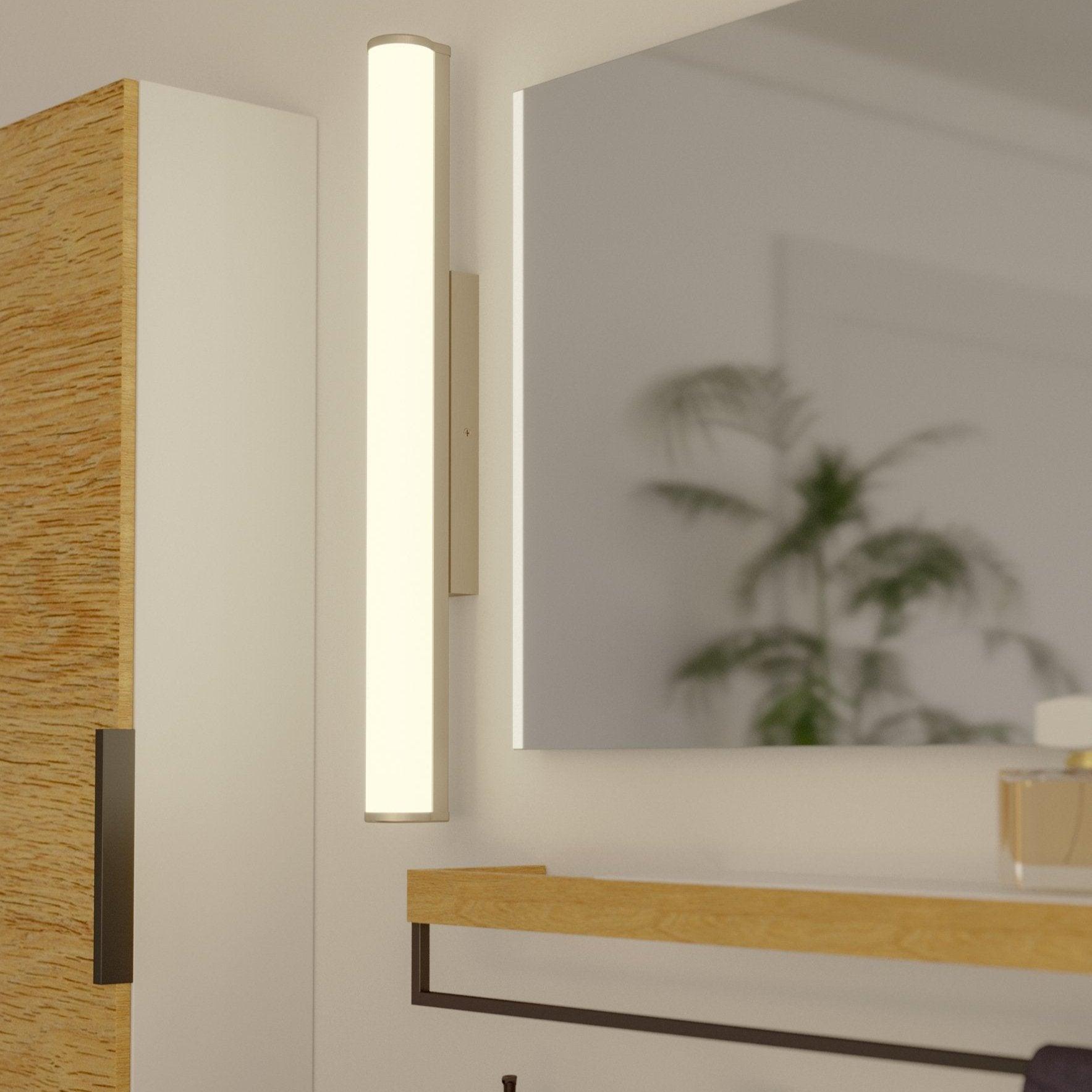 eglo calnova bathroom nickel glass 60cm tube wall light ip44