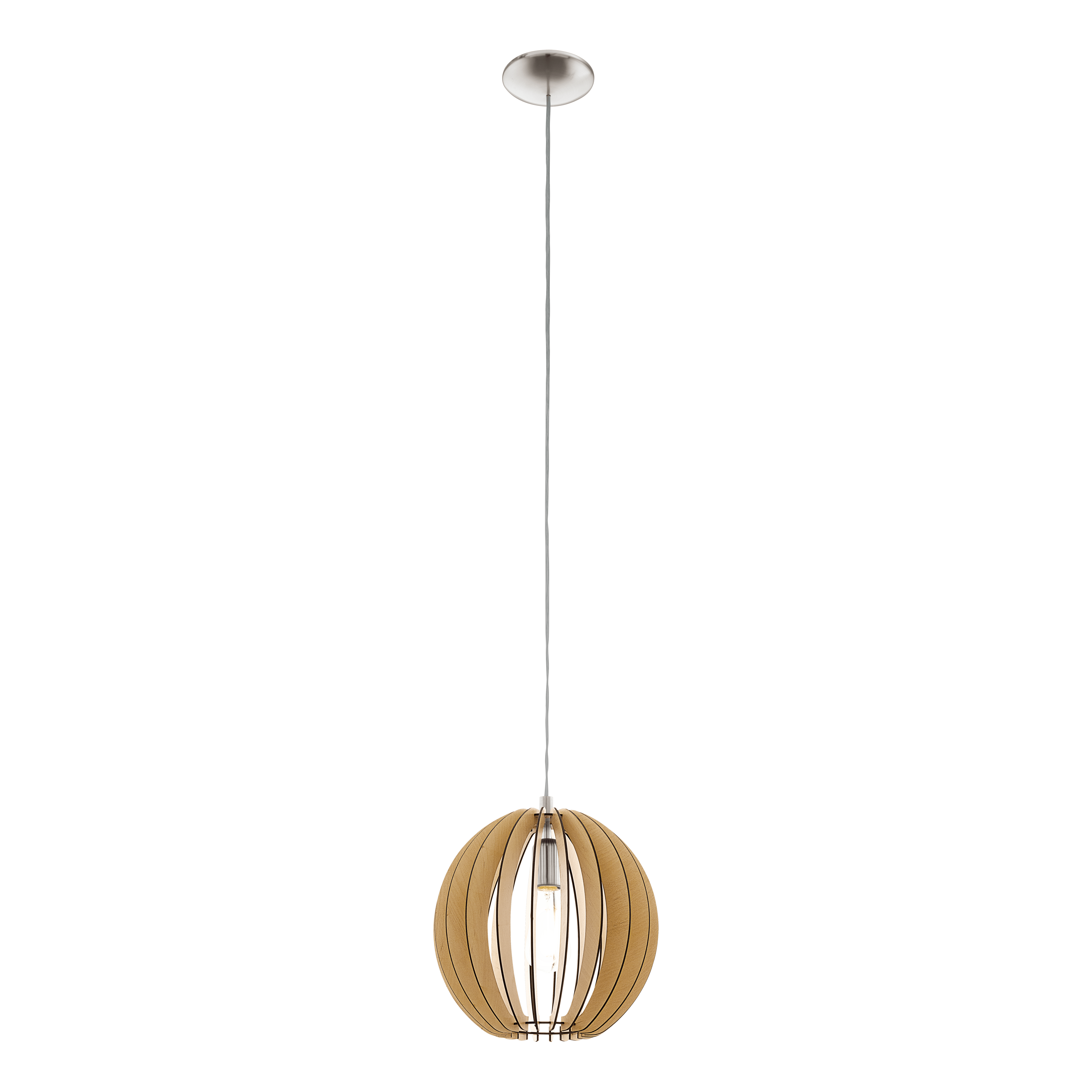 eglo cossano round light wood slat ceiling pendant 30cm living room image