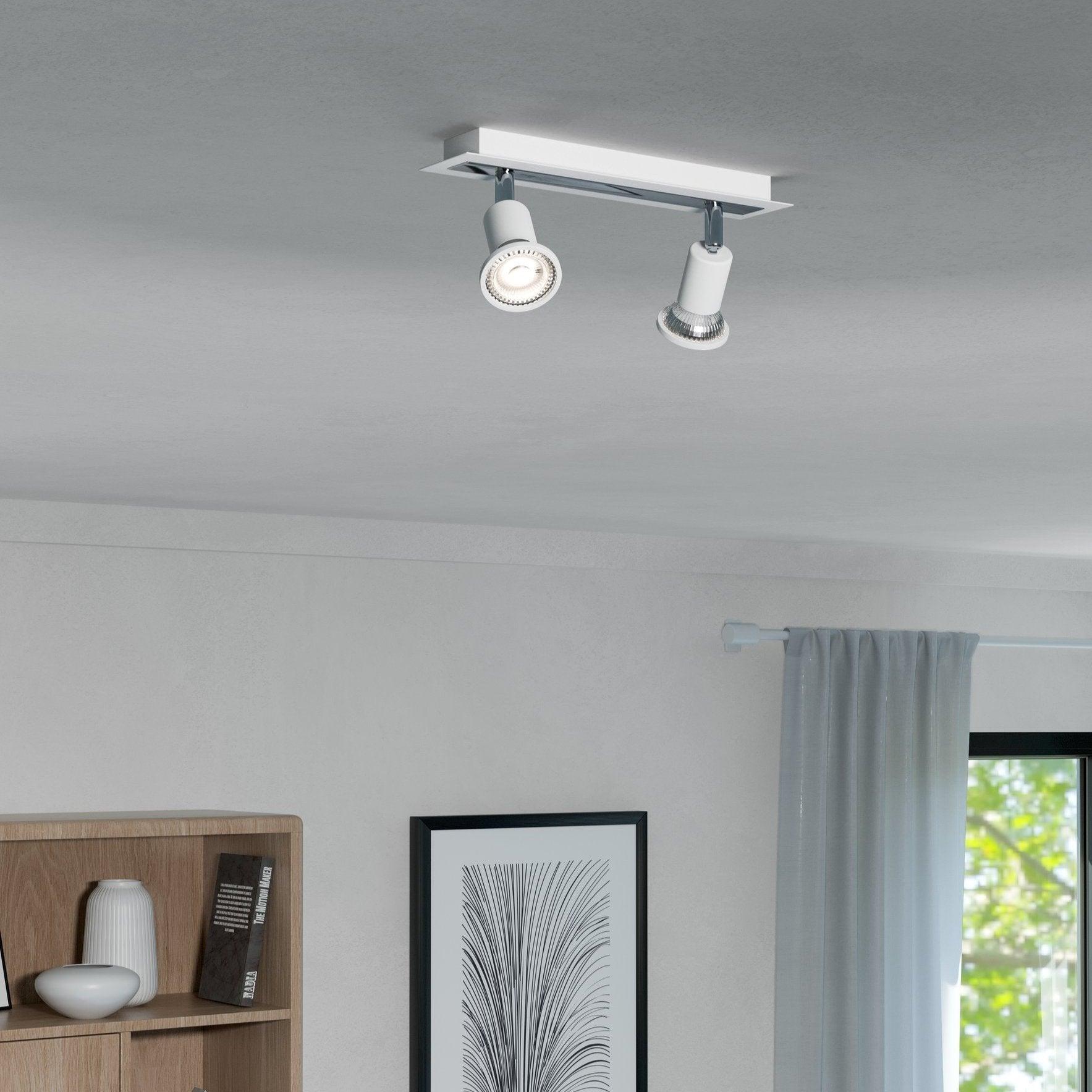 eglo sarria white chrome 2 light bar spotlight