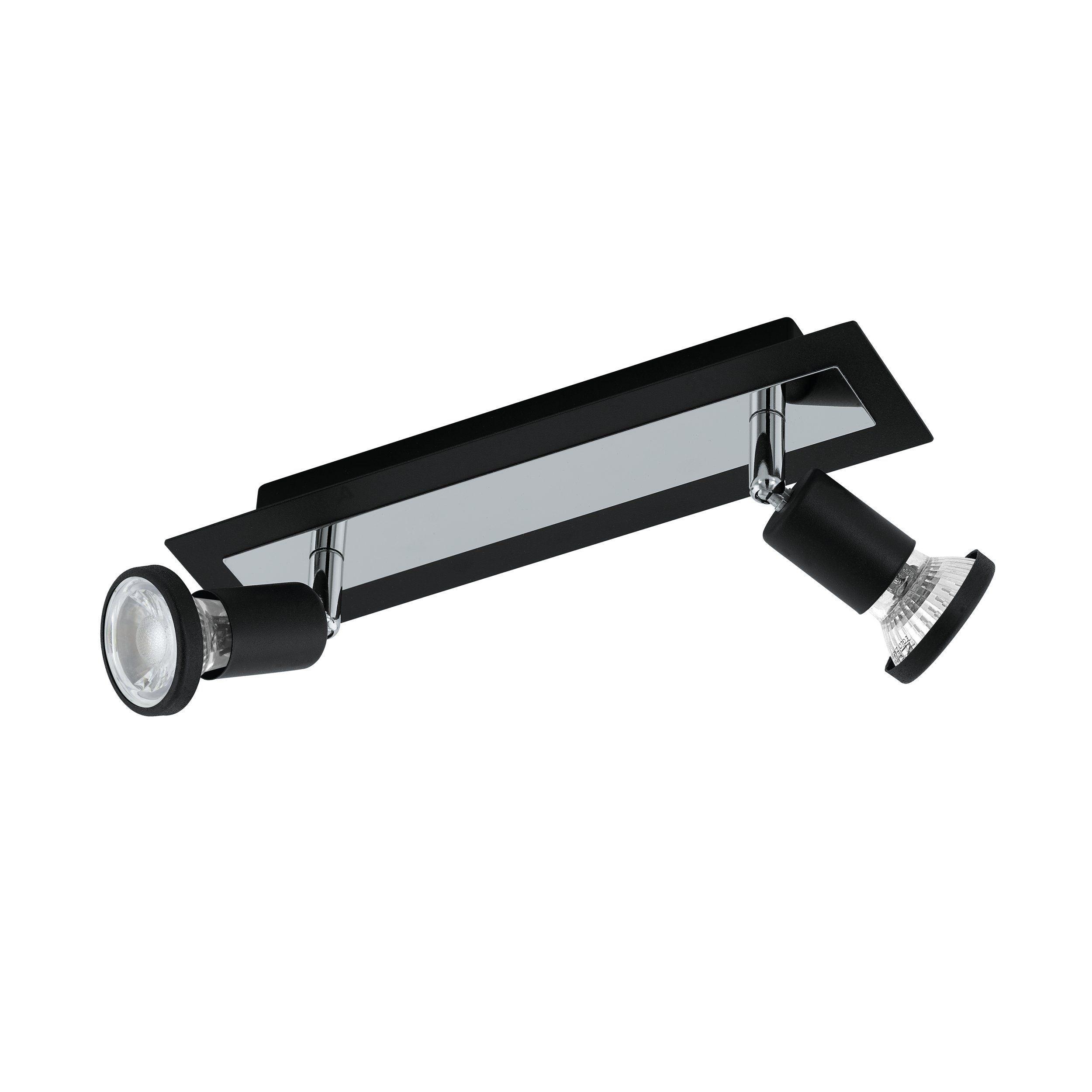 eglo sarria black chrome 2 light bar spotlight living room image