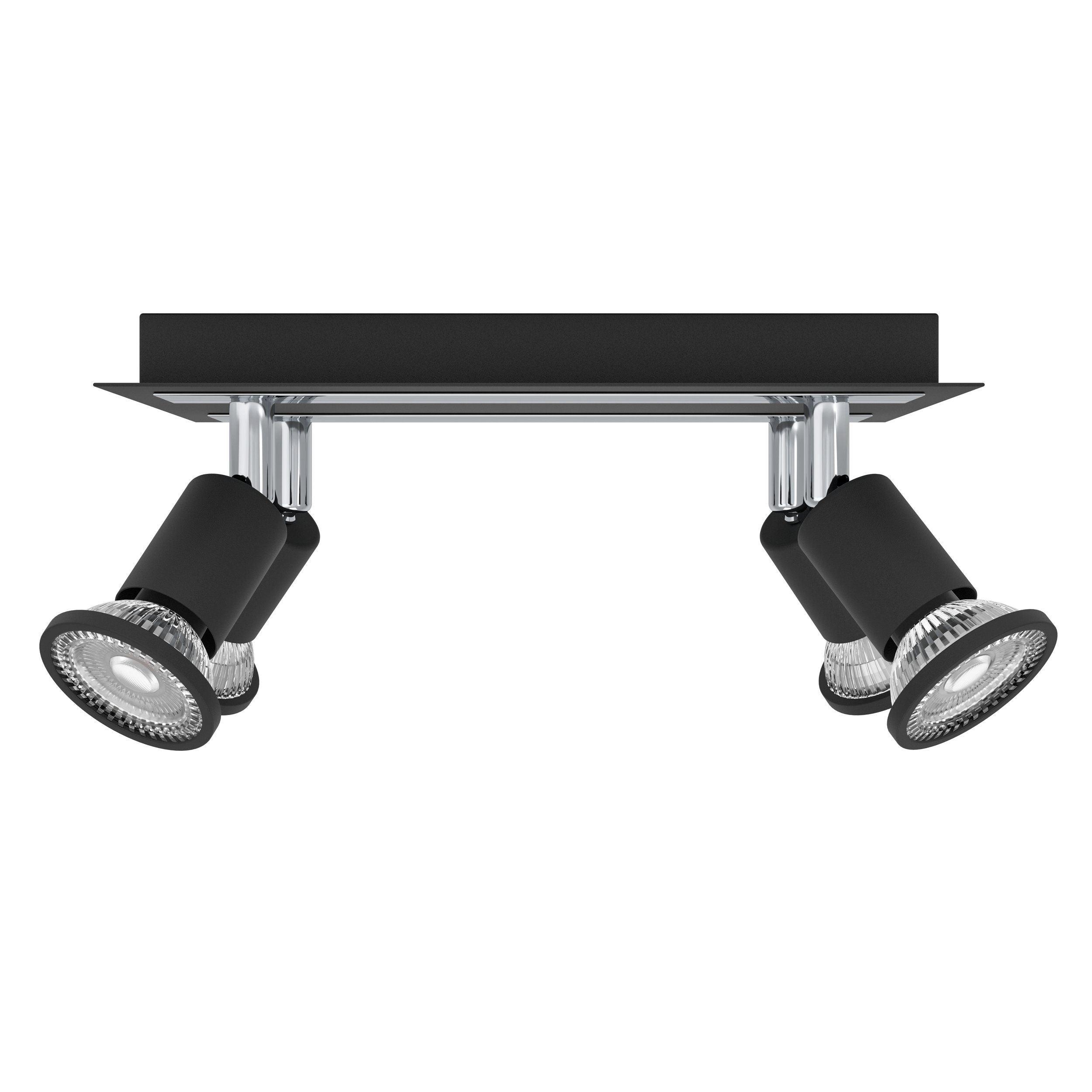 eglo sarria black chrome 4 light plate spotlight hallway lighting