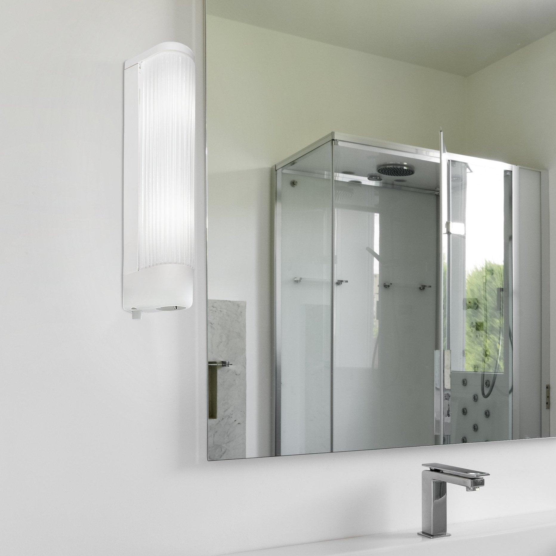 eglo bari 1 ip20 ribbed glass bathroom wall mirror light