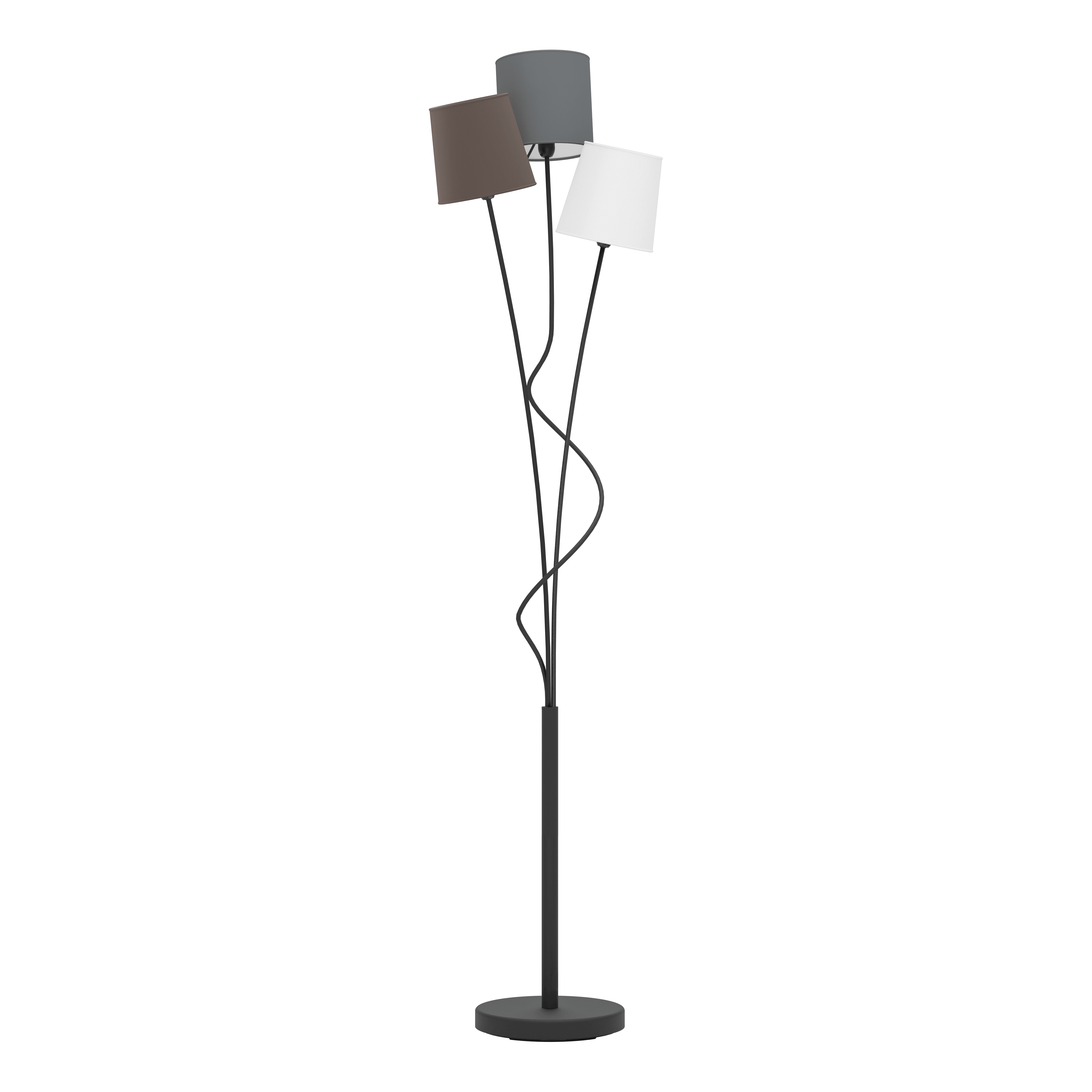 eglo maronda black 3 light floor lamp fabric shades living room image