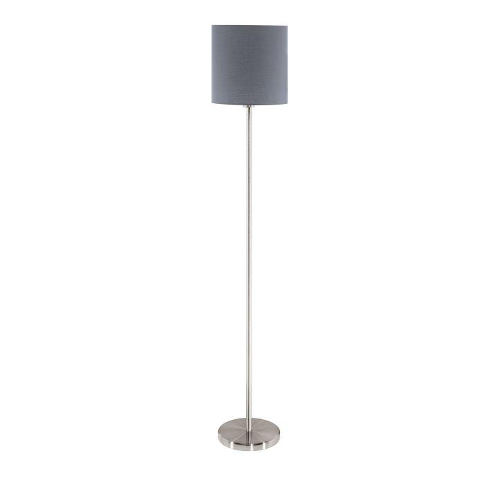 eglo pasteri nickel floor lamp with grey fabric shade living room image