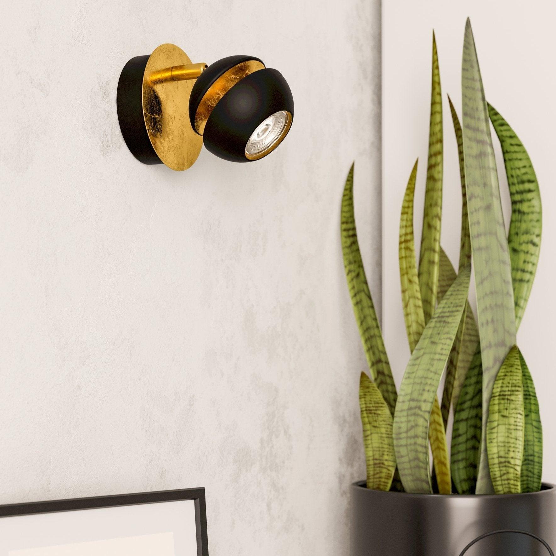 eglo nocito gold black wall spotlight