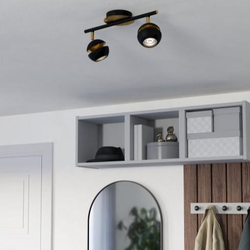 eglo nocito gold black 2 light bar spotlight