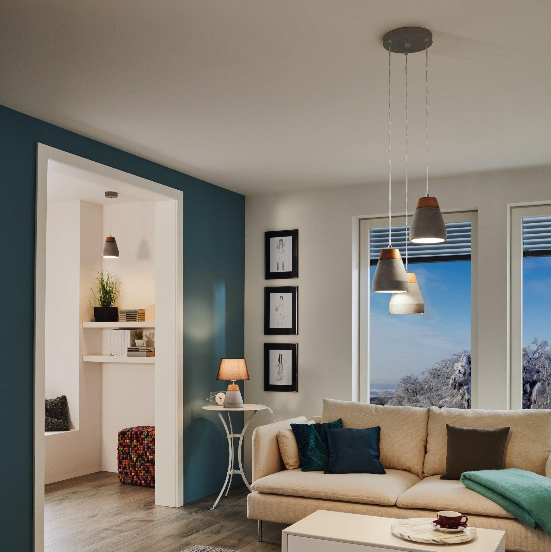 Eglo Tarega Concrete & Wood Lampshade Ceiling Pendant