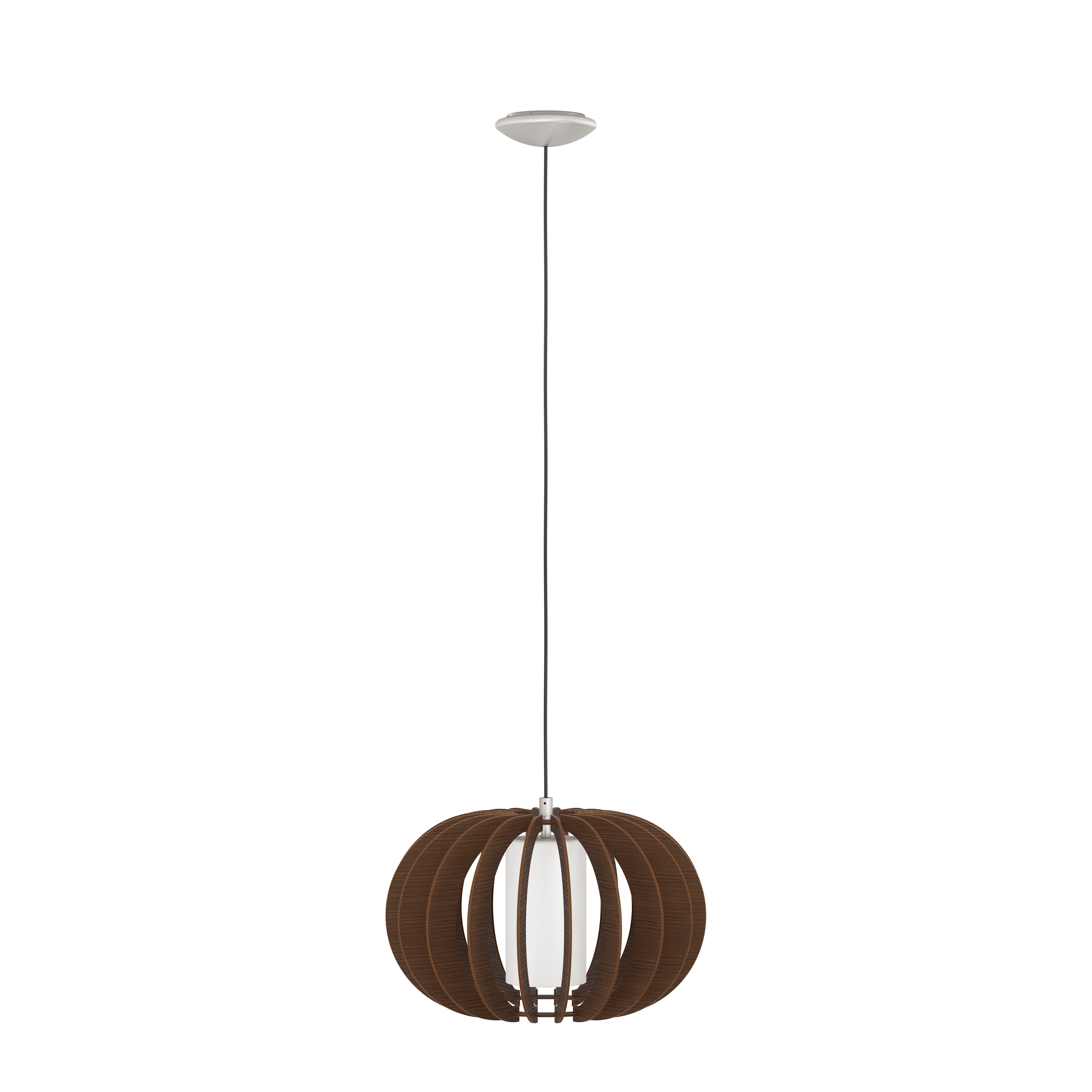 eglo stellato 3 round brown wood glass cylinder ceiling pendant living room close up