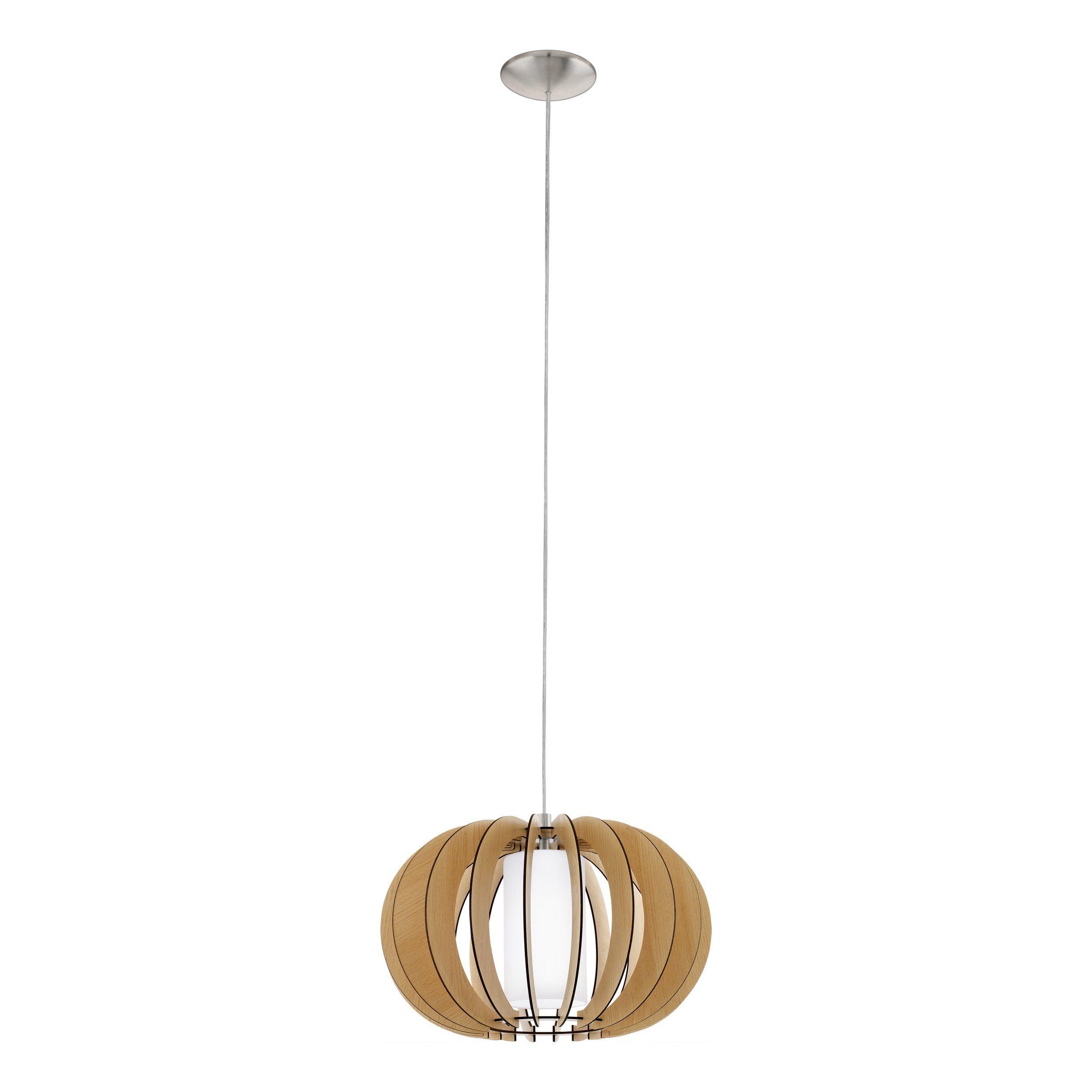 Eglo Stellato 1 Round Light Wood & Glass Cylinder Pendant