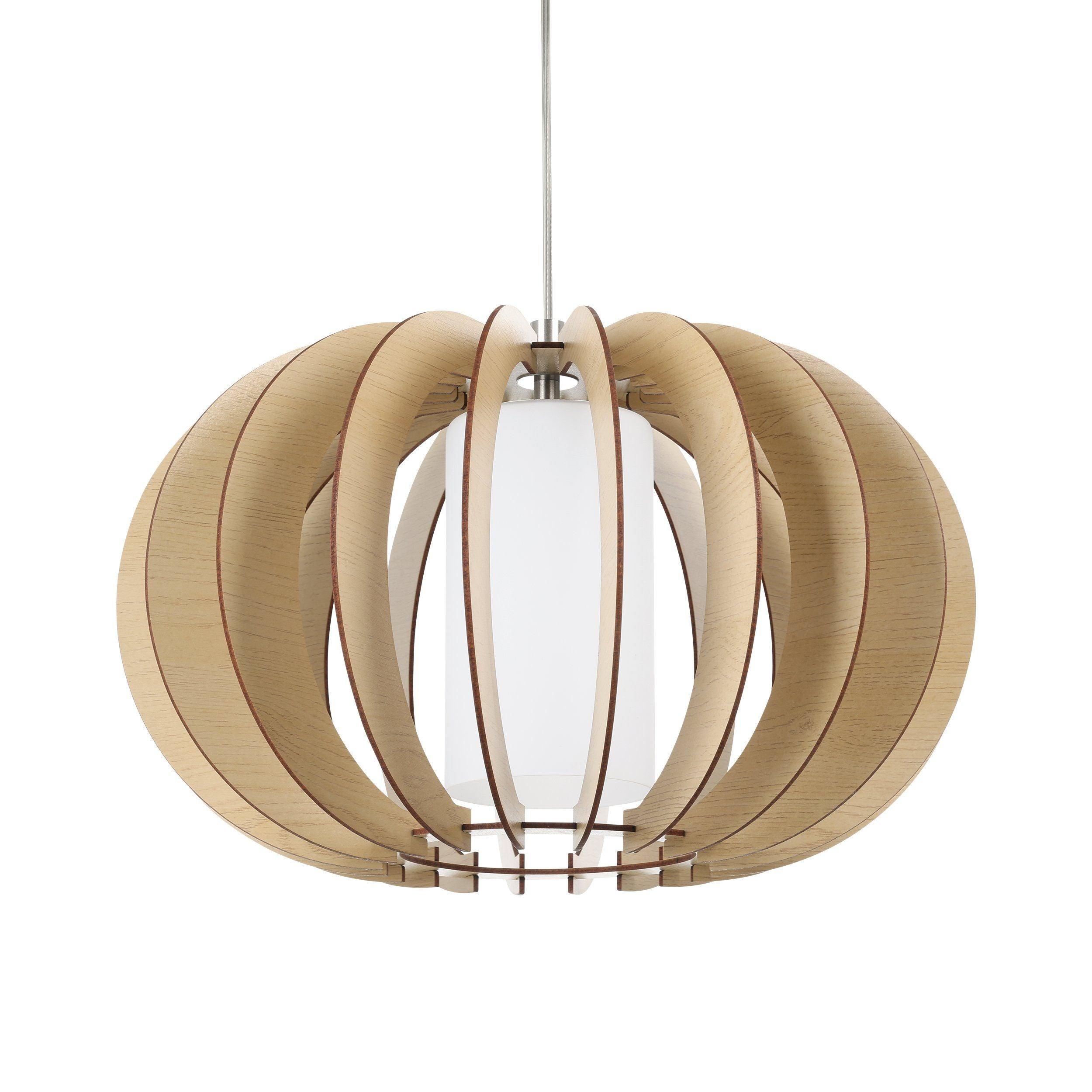 Eglo Stellato 1 Round Light Wood & Glass Cylinder Pendant
