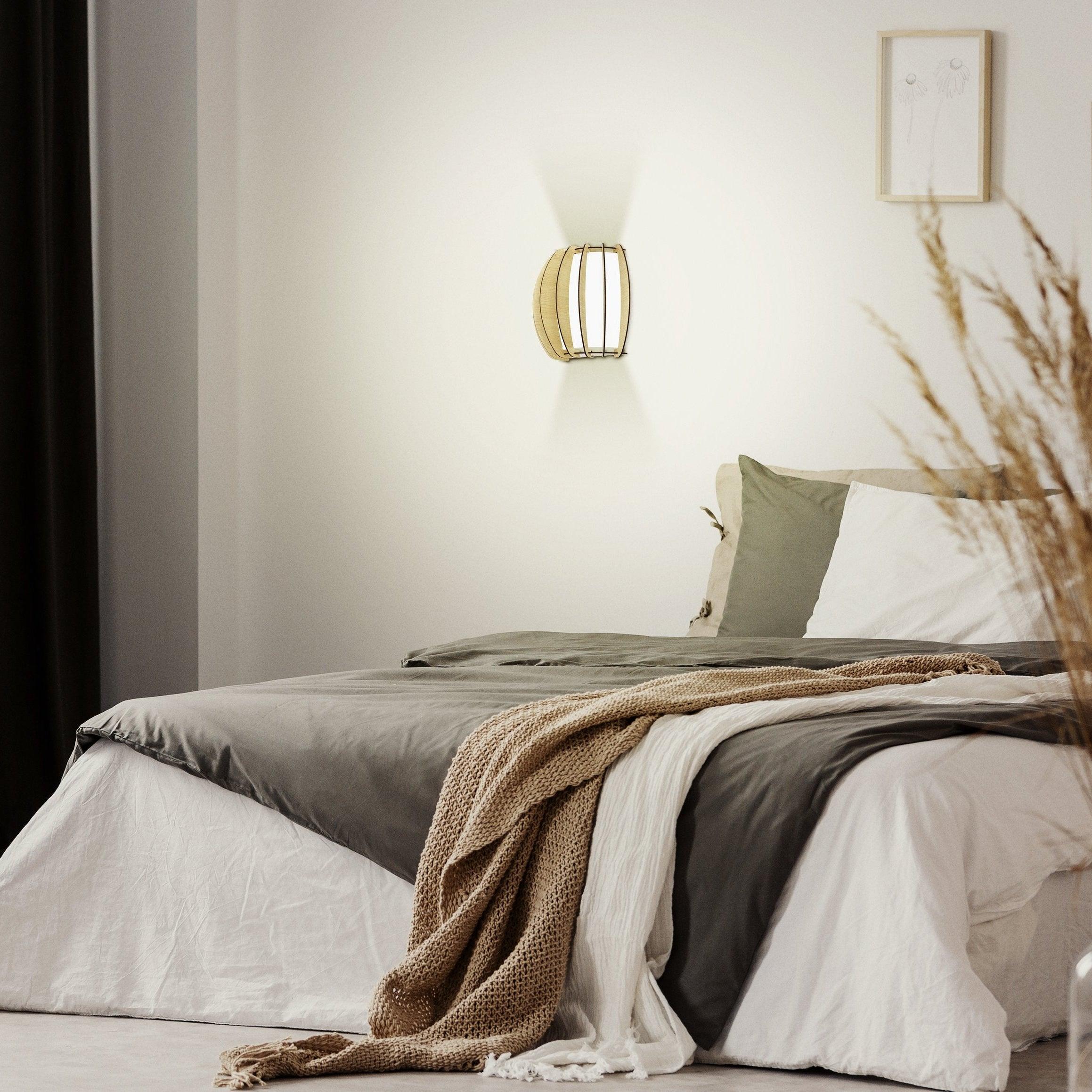 Eglo Stellato 1 White Glass & Wooden Segment Wall Light