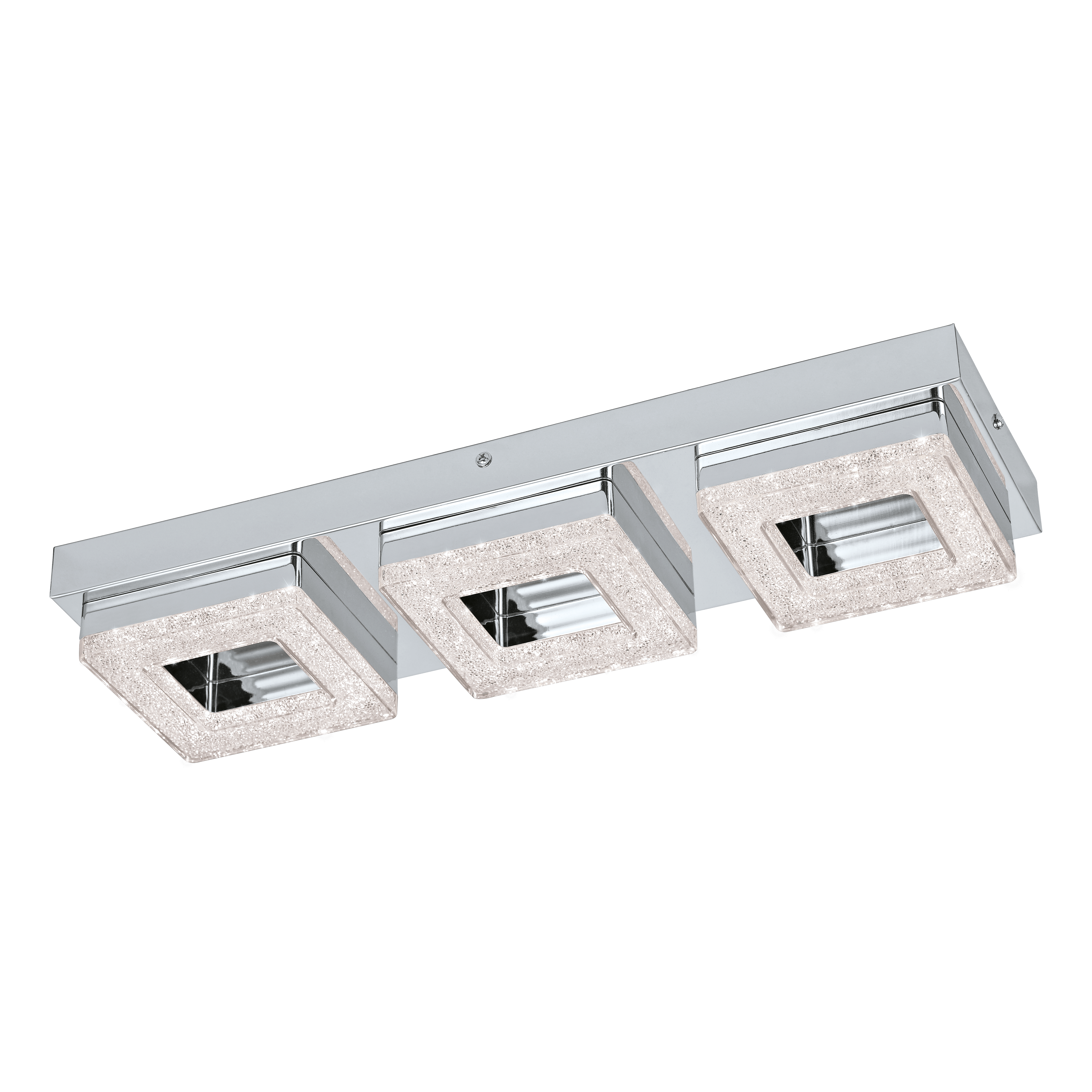 eglo fradelo 3 light led chrome glass crystal ceiling flush living room image