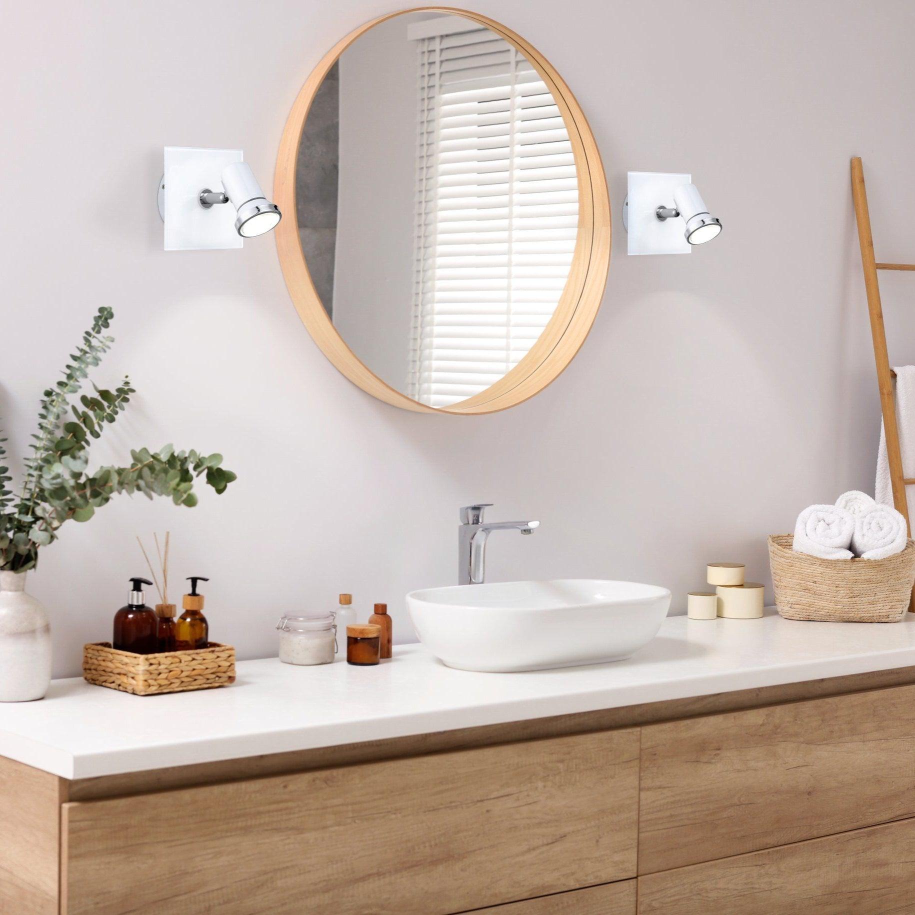 Eglo Tamara 1 White & Chrome Bathroom Wall Spotlight