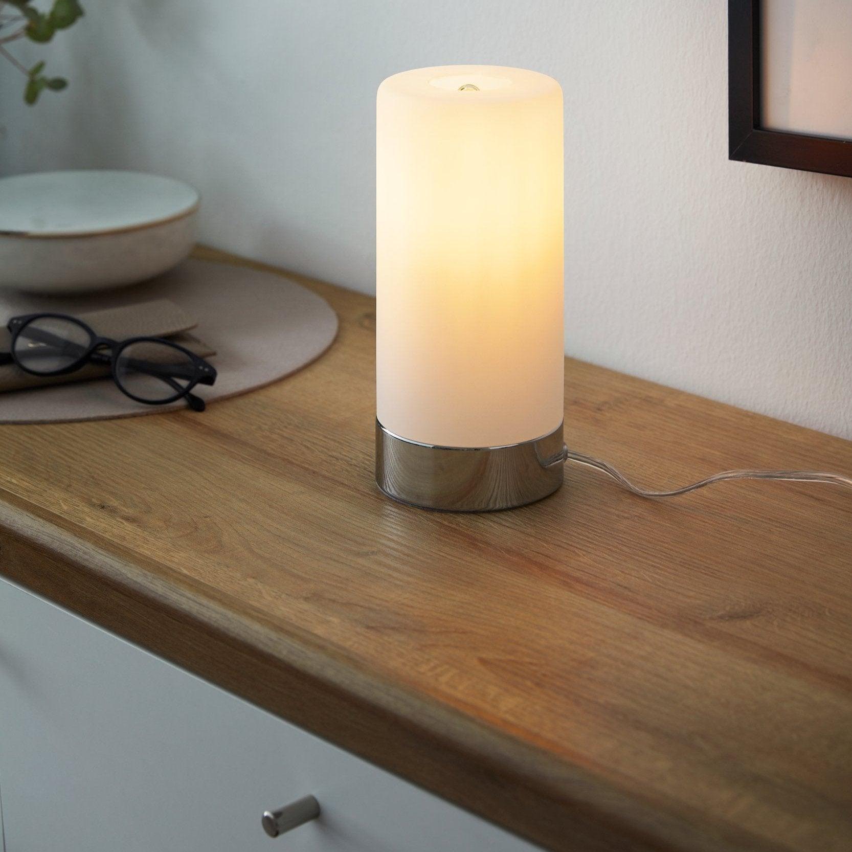 eglo damasco 1 chrome satin glass table lamp