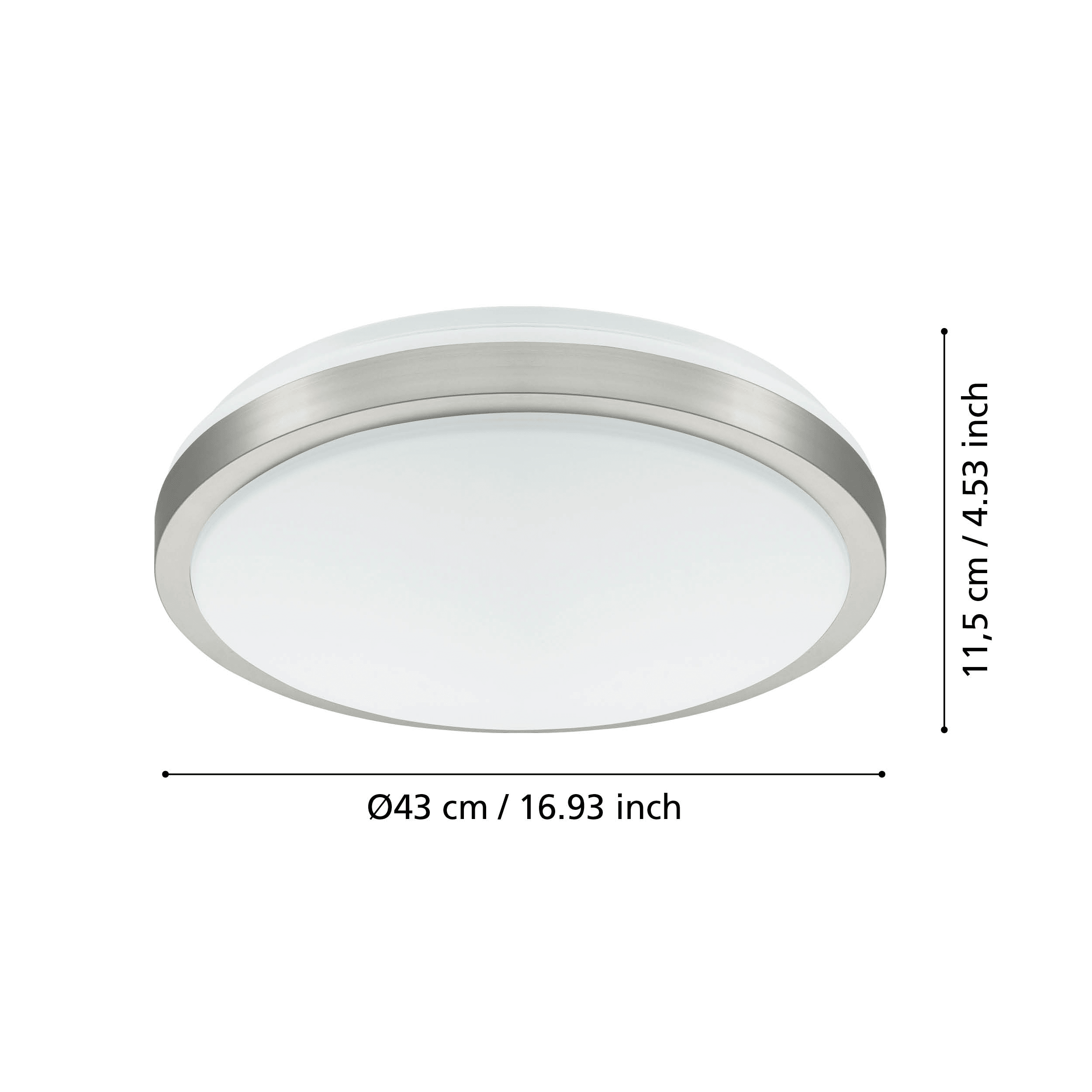 eglo competa 1 nickel round led flush 43cm living room close up