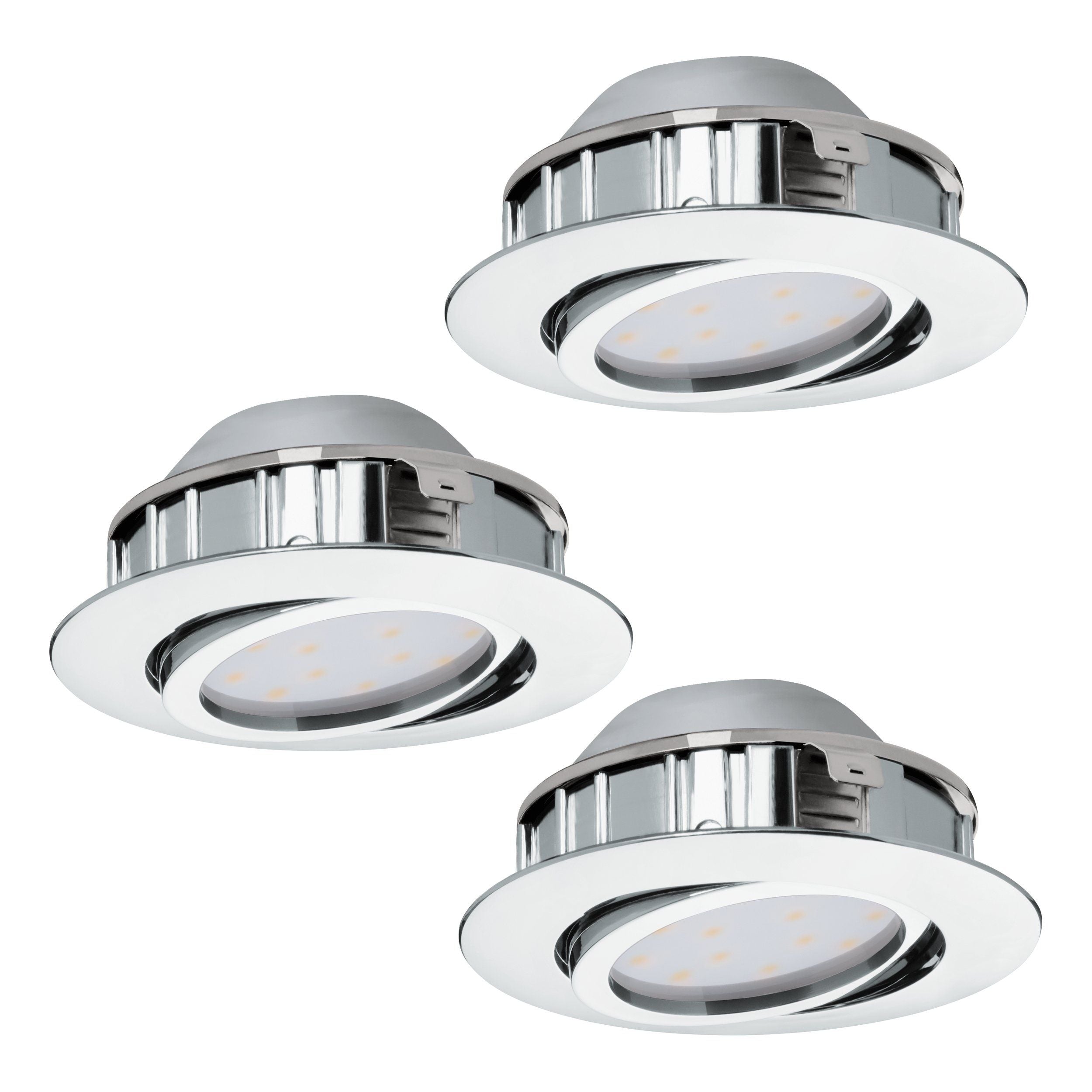 Eglo Pineda Set of 3 Chrome LED Recessed Downlights - 8.4cm — alternate view