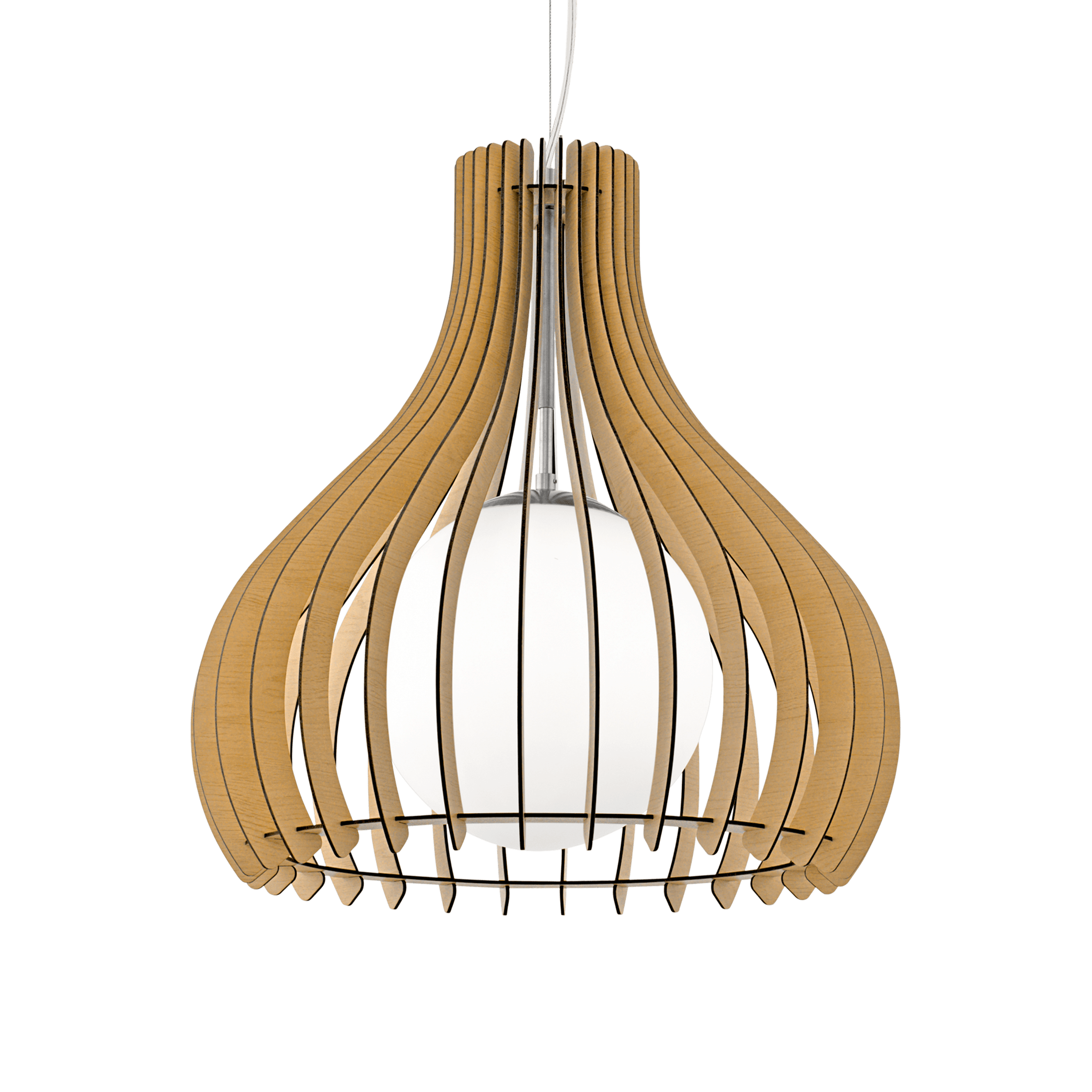 Eglo Tindori Light Wood & White Glass Ceiling Pendant