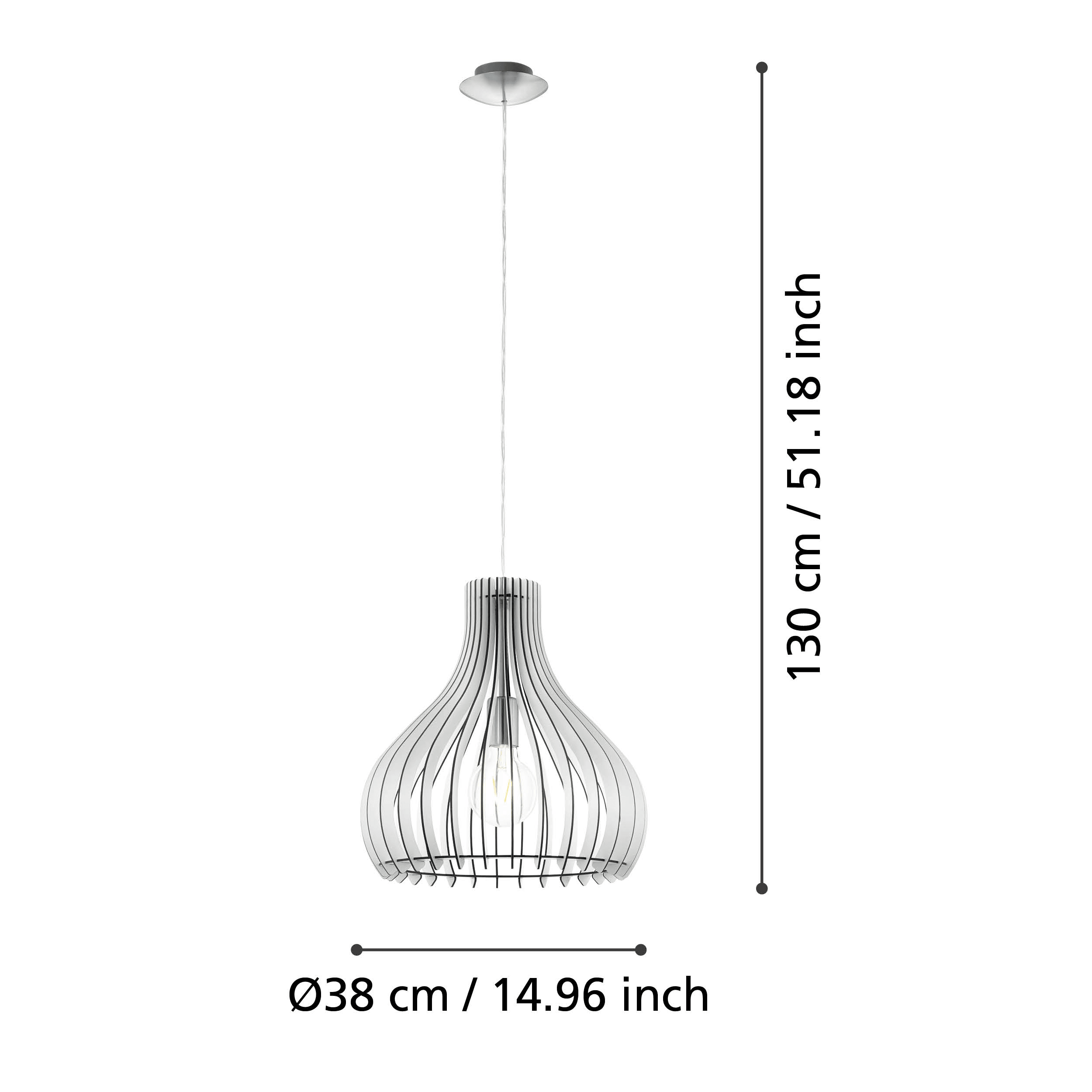 Eglo Tindori White Wood & Nickel Ceiling Pendant