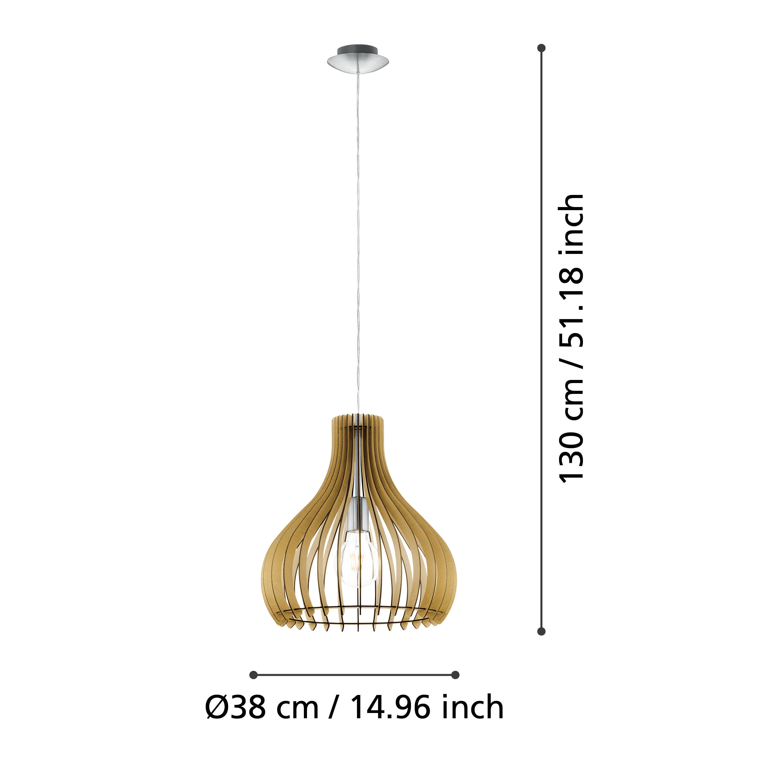 eglo tindori light wood ceiling pendant living room close up