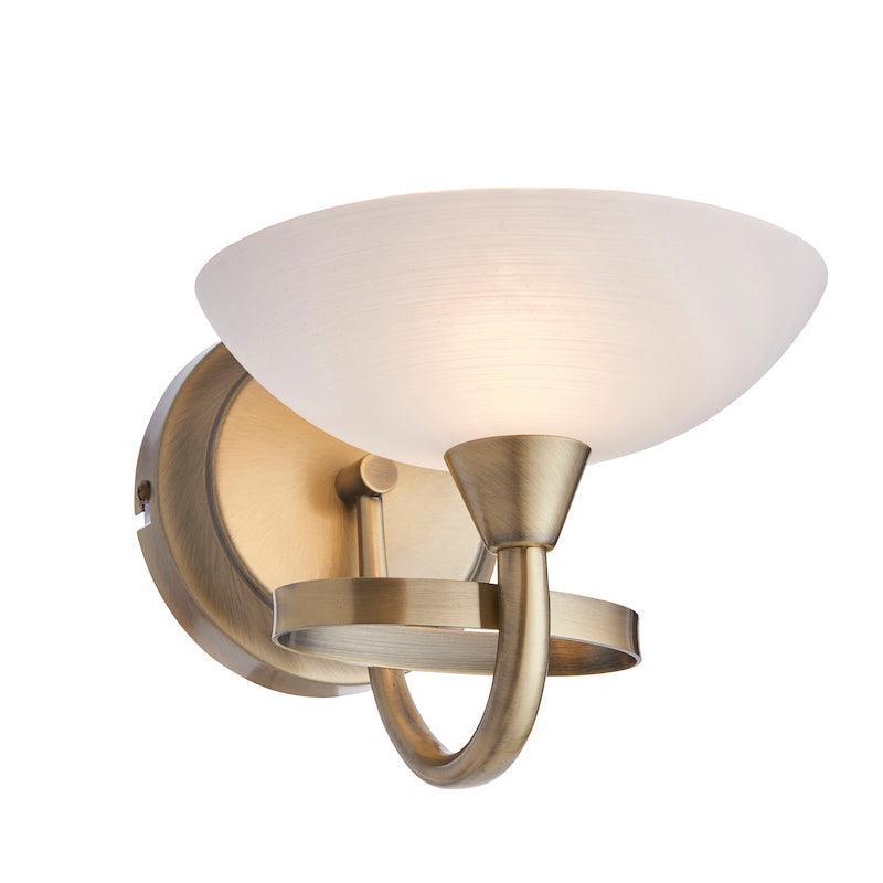 Endon Cagney 1 Light Brass & White Painted Glass Wall Light-warehouse-180926