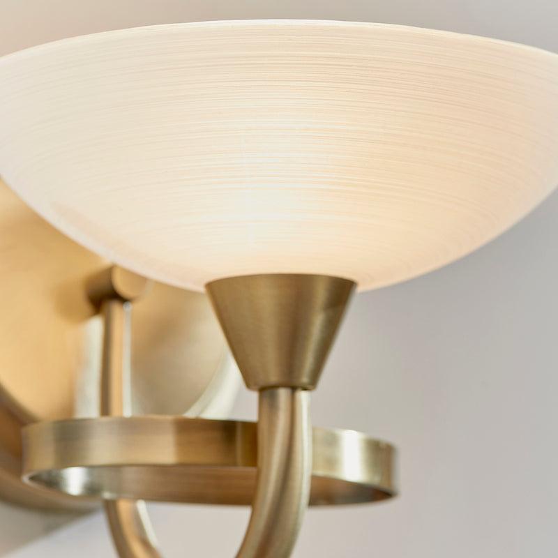 Endon Cagney 1 Light Brass & White Painted Glass Wall Light-warehouse-180926
