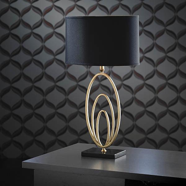 Endon Vilana Antique Gold Leaf Table Lamp With Black Shade-Endon Lighting-Living-Room-Tiffany Lighting Direct-[image-position]
