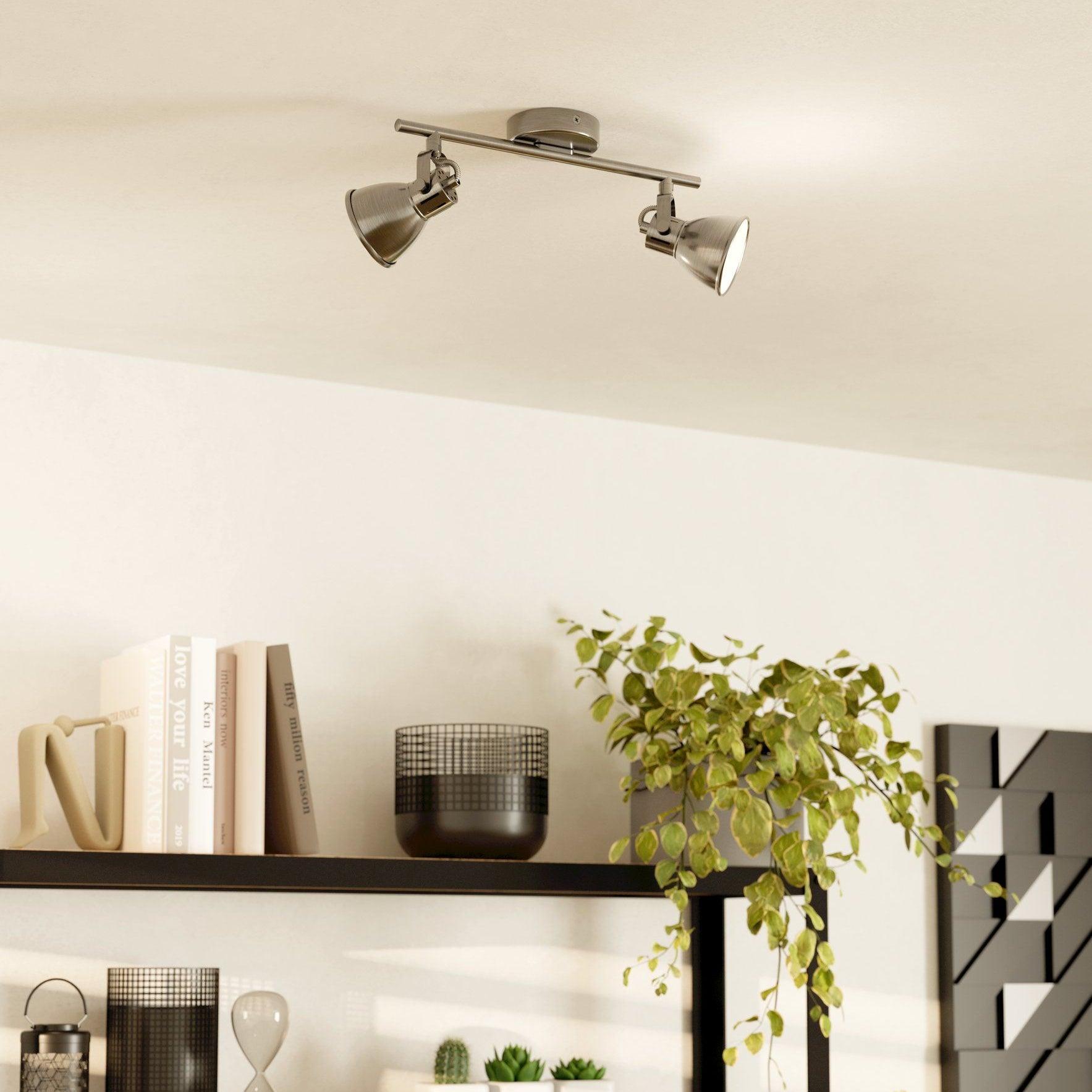 eglo seras nickel 2 light bar spotlight