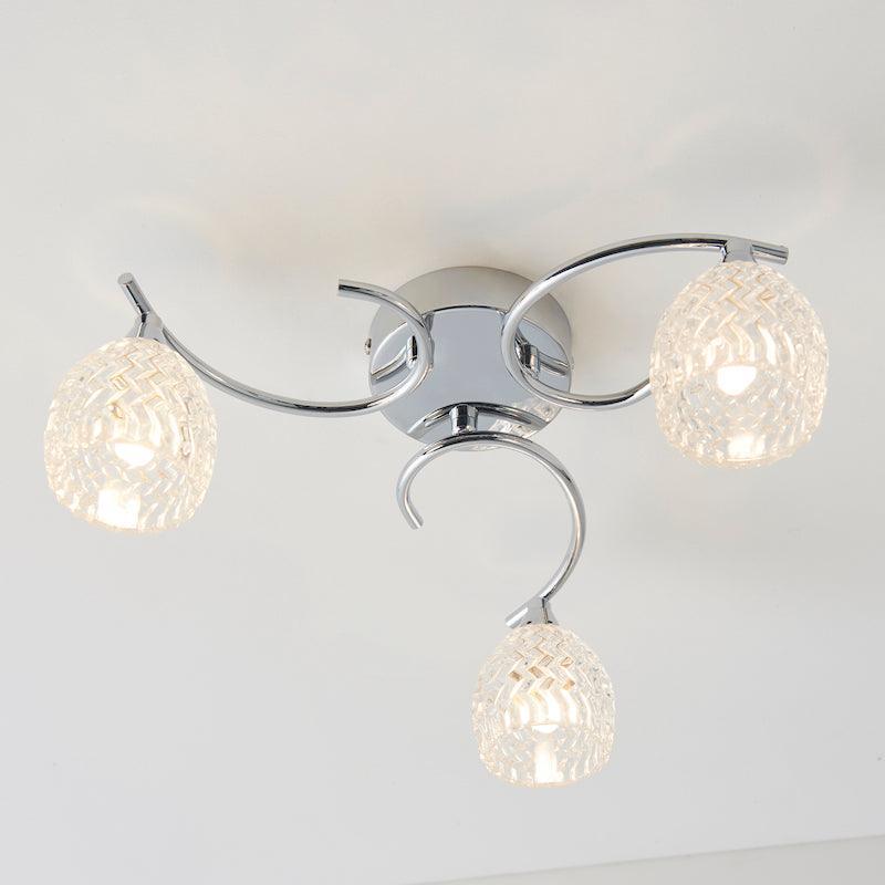 Endon Boyer 3 Arm Chrome Flush Ceiling Light-warehouse-180926