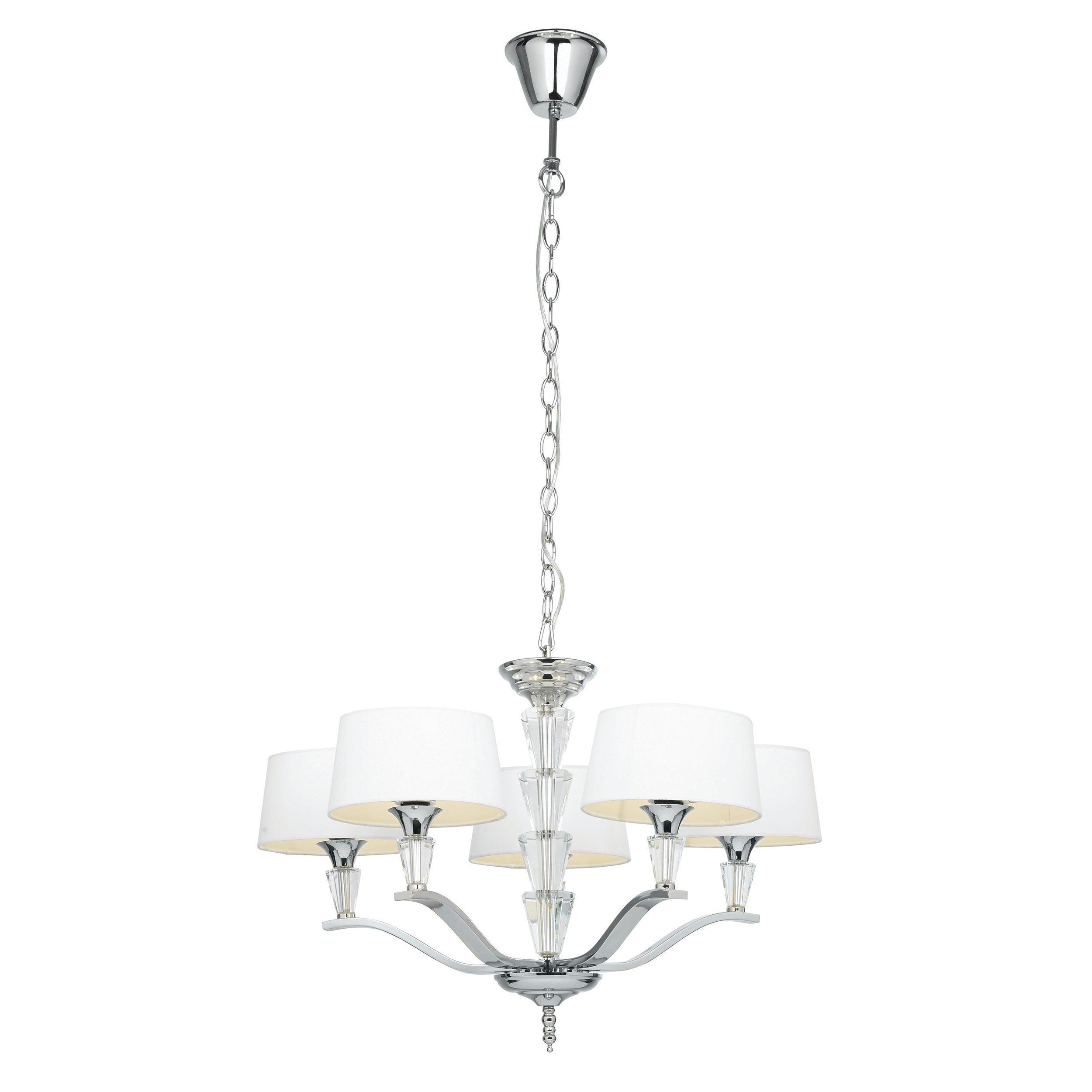 Endon Fiennes 5 Light Chrome Ceiling Pendant Light-Ceiling Pendant Lights-Endon Lighting Bedrooom Lighting Wider ImageTiffany Lighting Direct