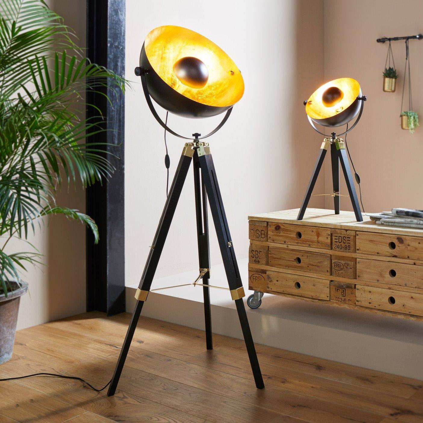 eglo covaleda black wood gold tripod adjustable floor lamp kitchen lighting