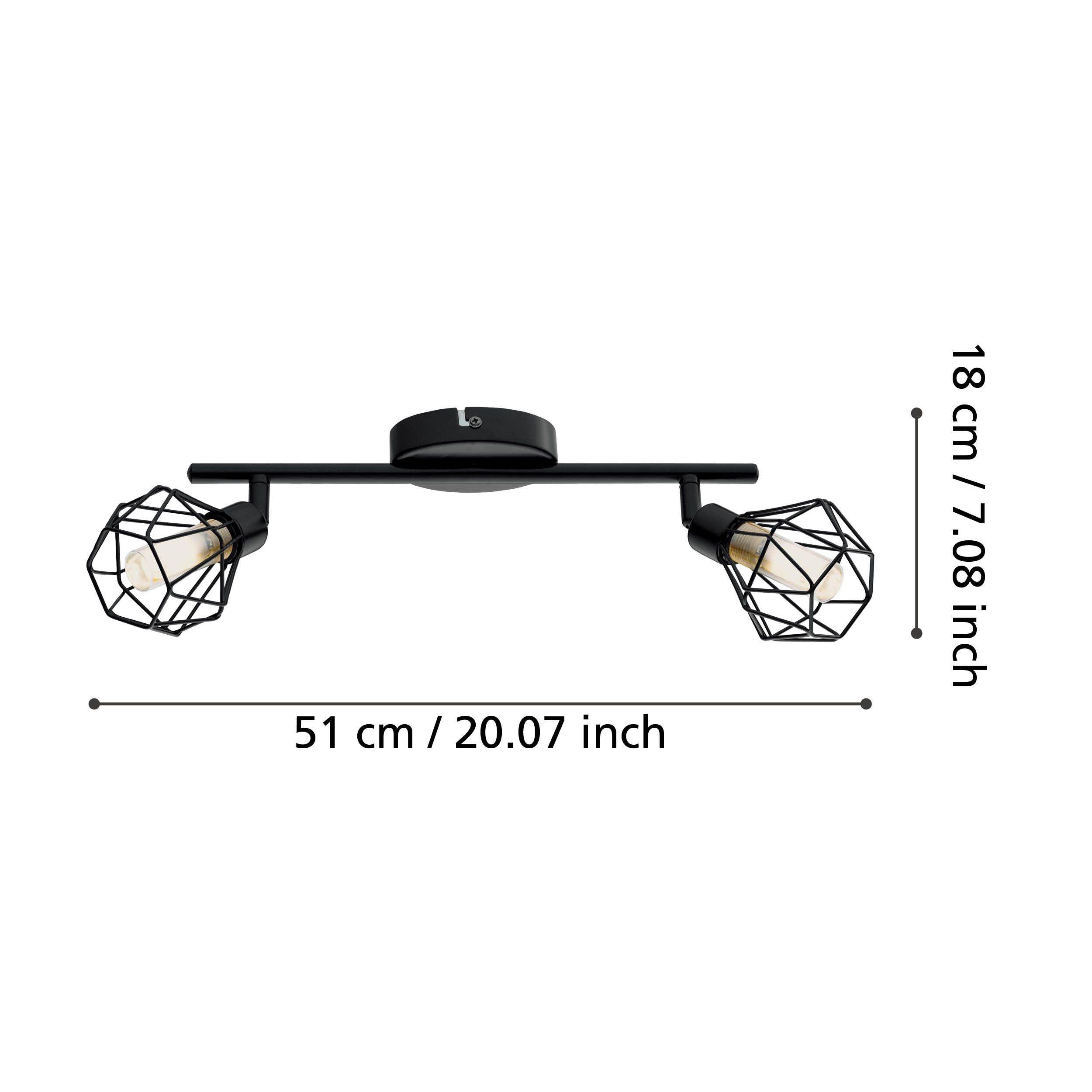 Eglo Zapata 1 Black Wire Caged 2 Light Spotlight
