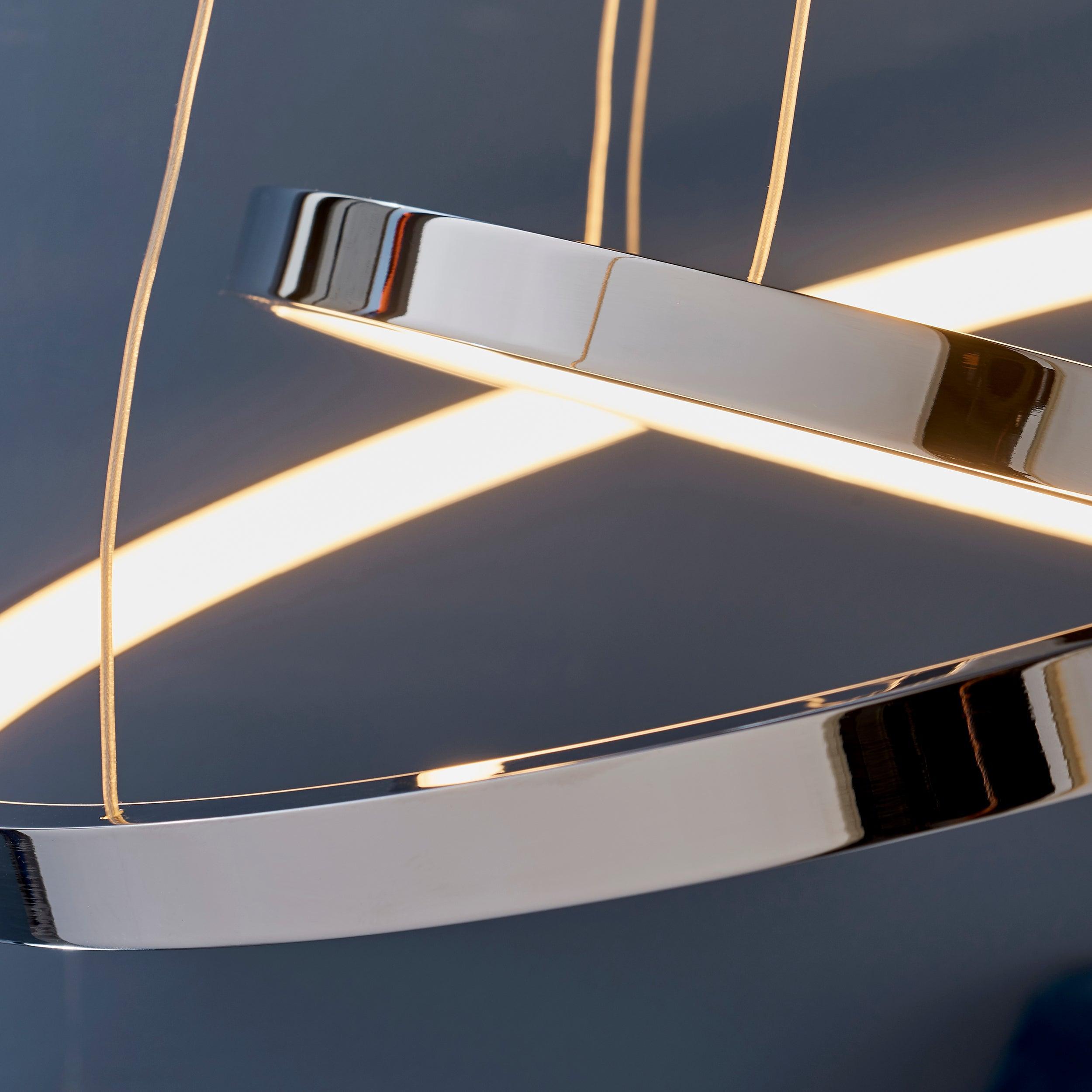 Kline 2 Ring LED Chrome & Frosted Acrylic Pendant Ceiling Light-Ceiling Pendant Lights-Endon Lighting Bedrooom Lighting close up Tiffany Lighting Direct