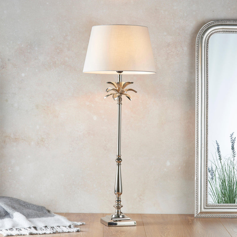 Endon Leaf Polished Nickel Large Table Lamp (Base Only)-Endon Lighting-Living-Room-Tiffany Lighting Direct-[image-position]