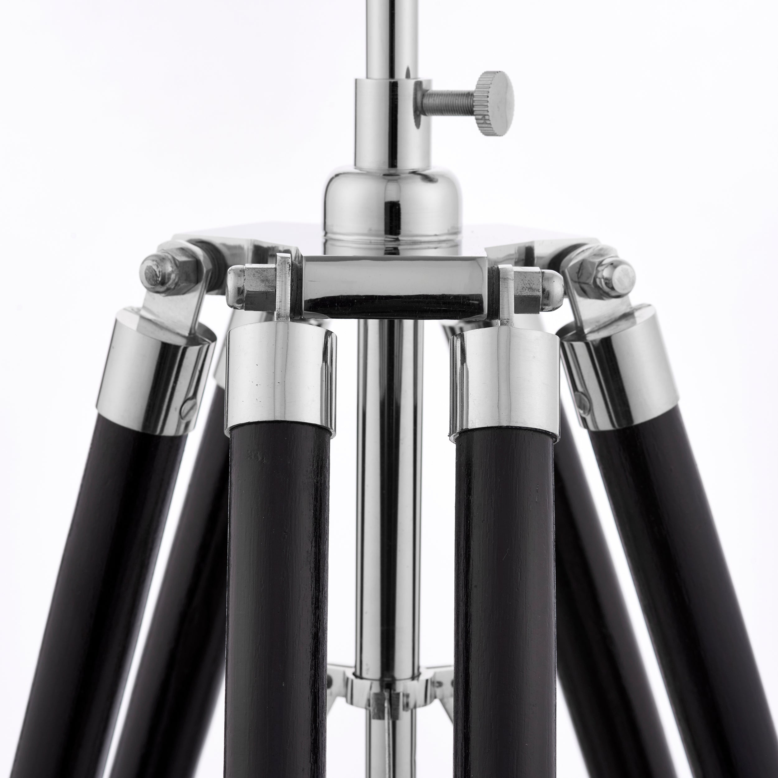 Tripod Dark Mango Wood & Nickel Floor Lamp Base-WAREHOUSE-40-290626