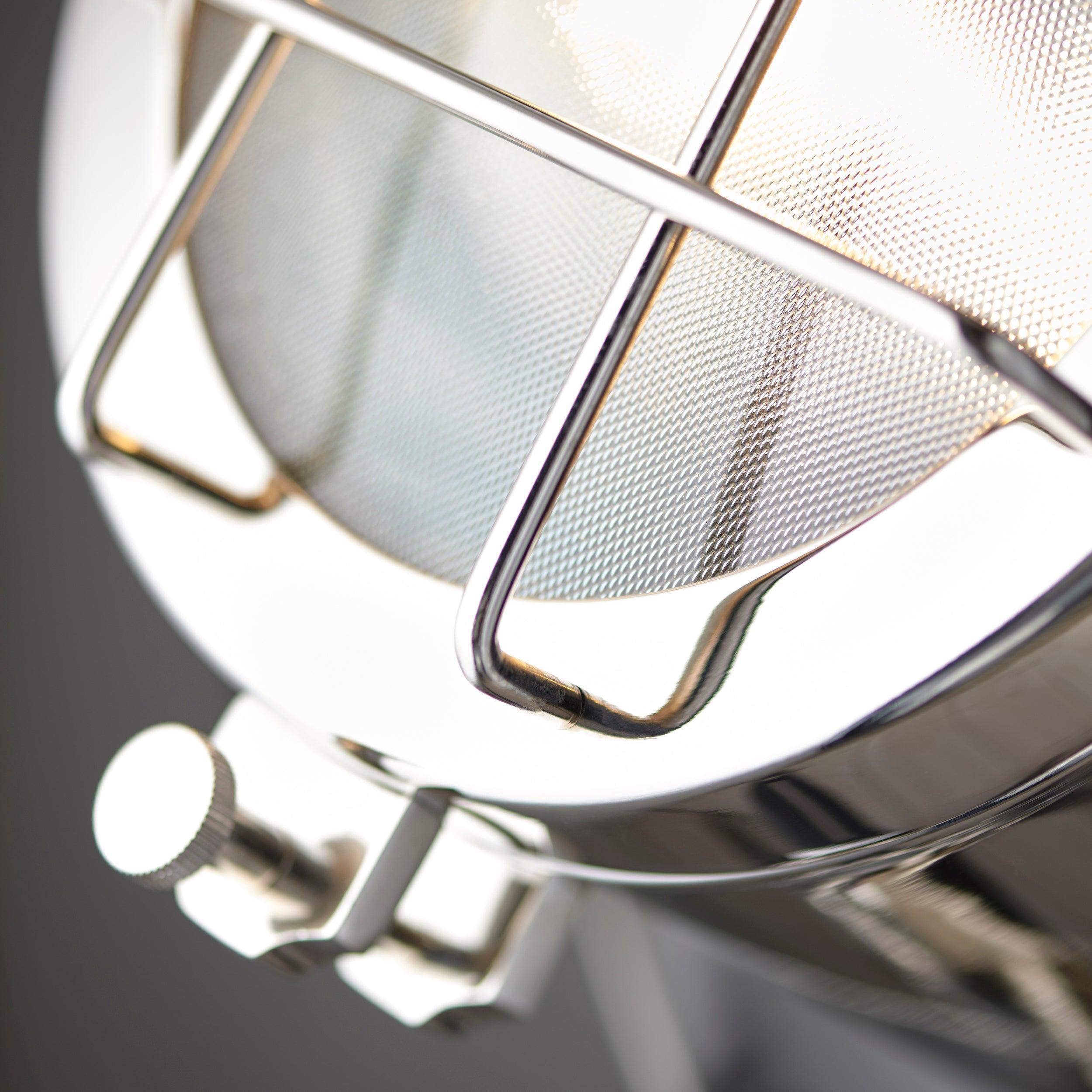 nautical polished nickel finish and matt black floor lamp by Endon Lighting Bedroom Close Up Image