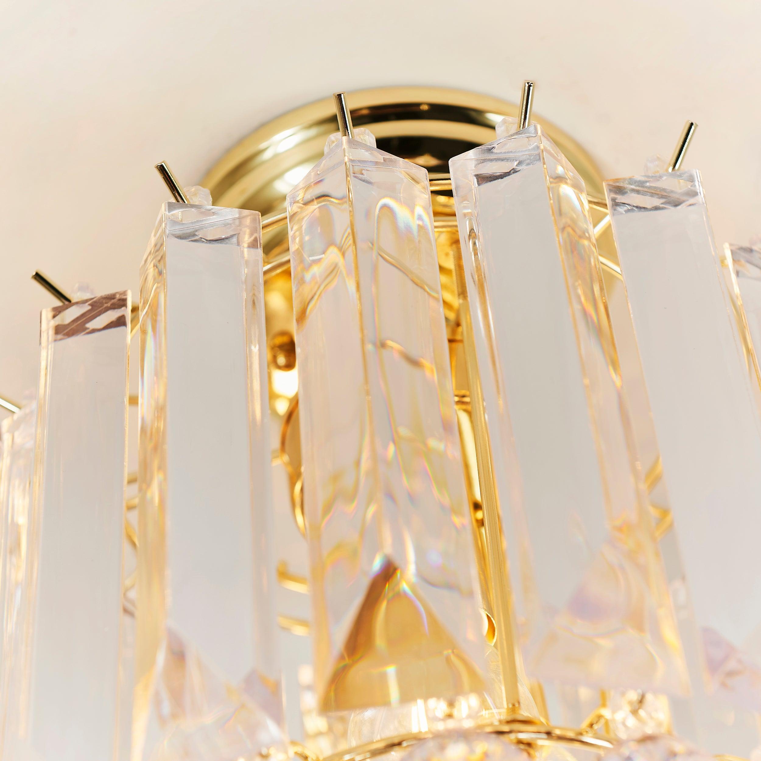 Endon Fargo 2 Light Crystal & Brass Ceiling Flush-WAREHOUSE-40-290626