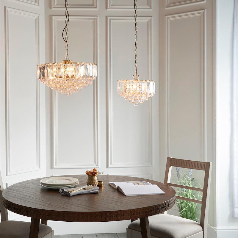 Endon Fargo Brass & Clear Acrylic 6 Light Ceiling Pendant-WAREHOUSE-40-290626