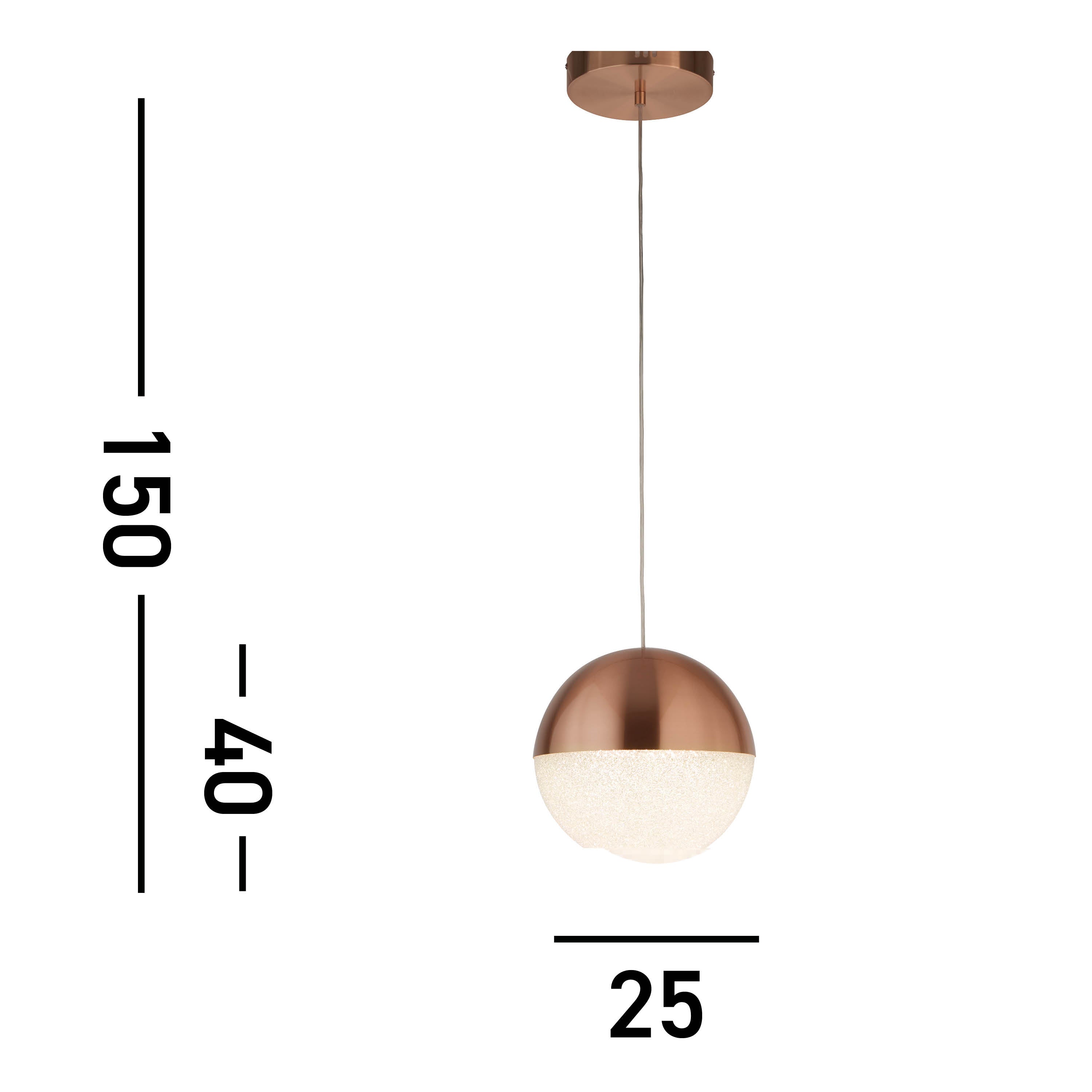 Searchlight Marbles LED Copper Pendant - Crushed Ice Shade