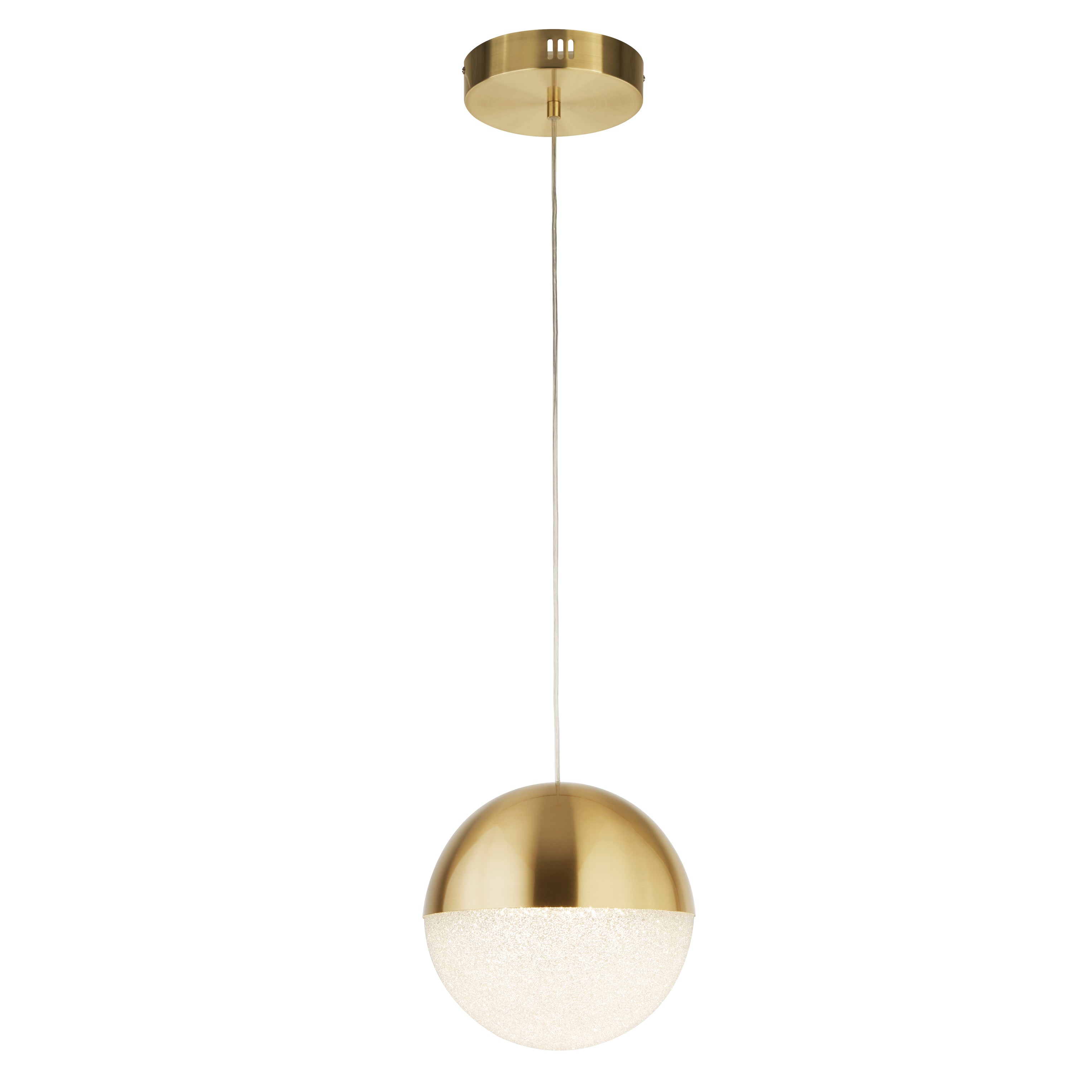 Searchlight Marbles Brass LED Pendant - Crushed Ice Shade