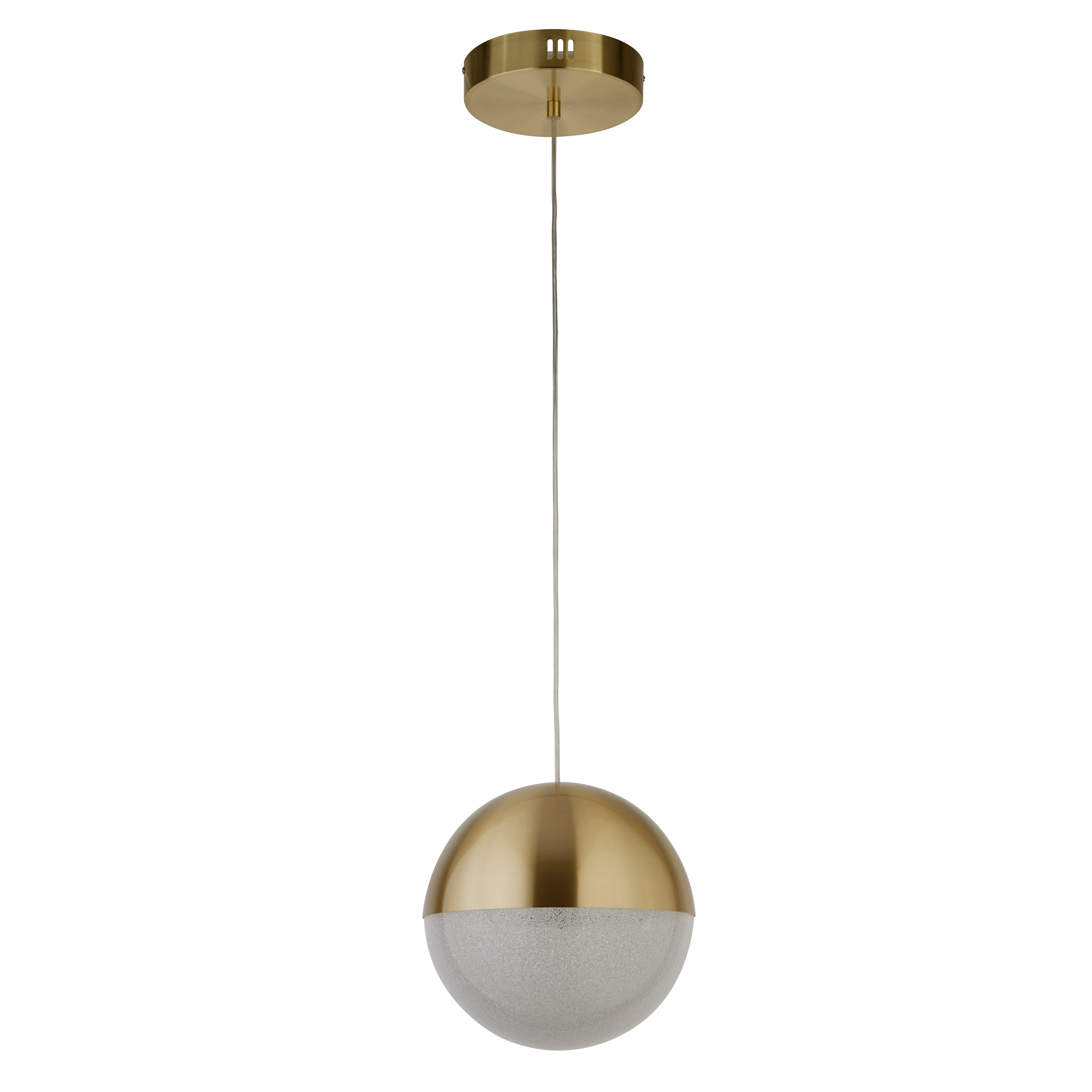 Searchlight Marbles Brass LED Pendant - Crushed Ice Shade