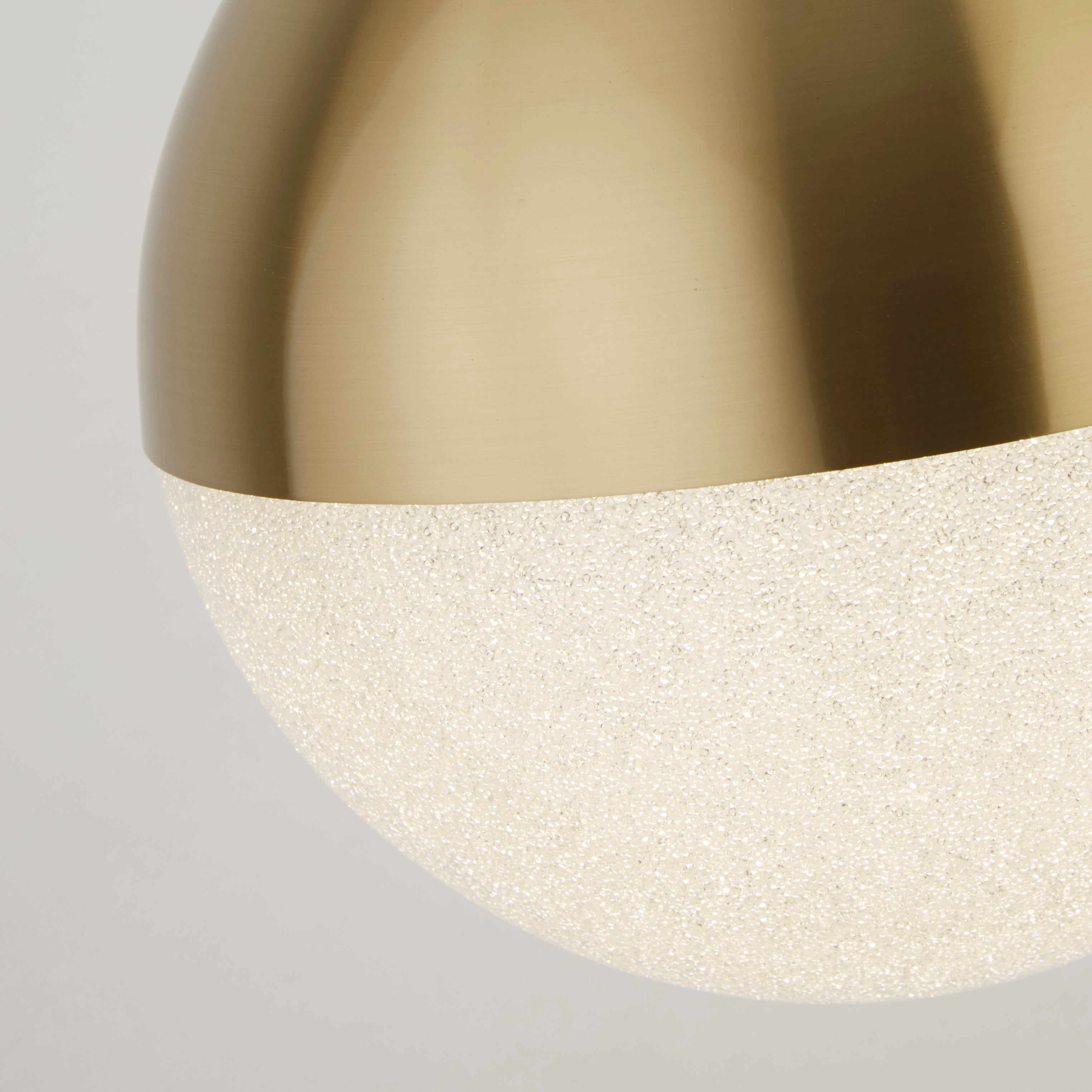 Searchlight Marbles Brass LED Pendant - Crushed Ice Shade