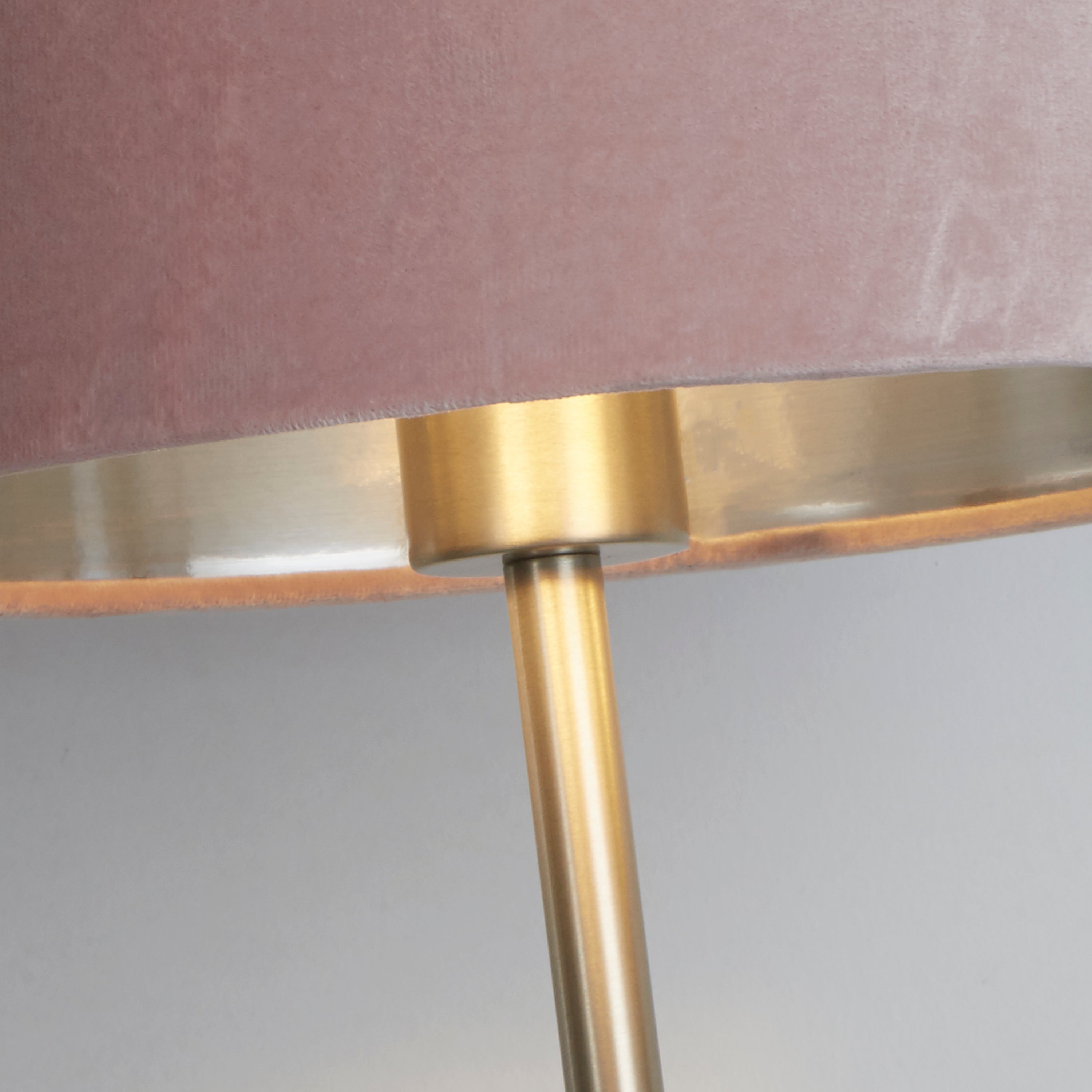 Finn USB Table Lamp - Satin Nickel Metal & Pink Velvet Shade