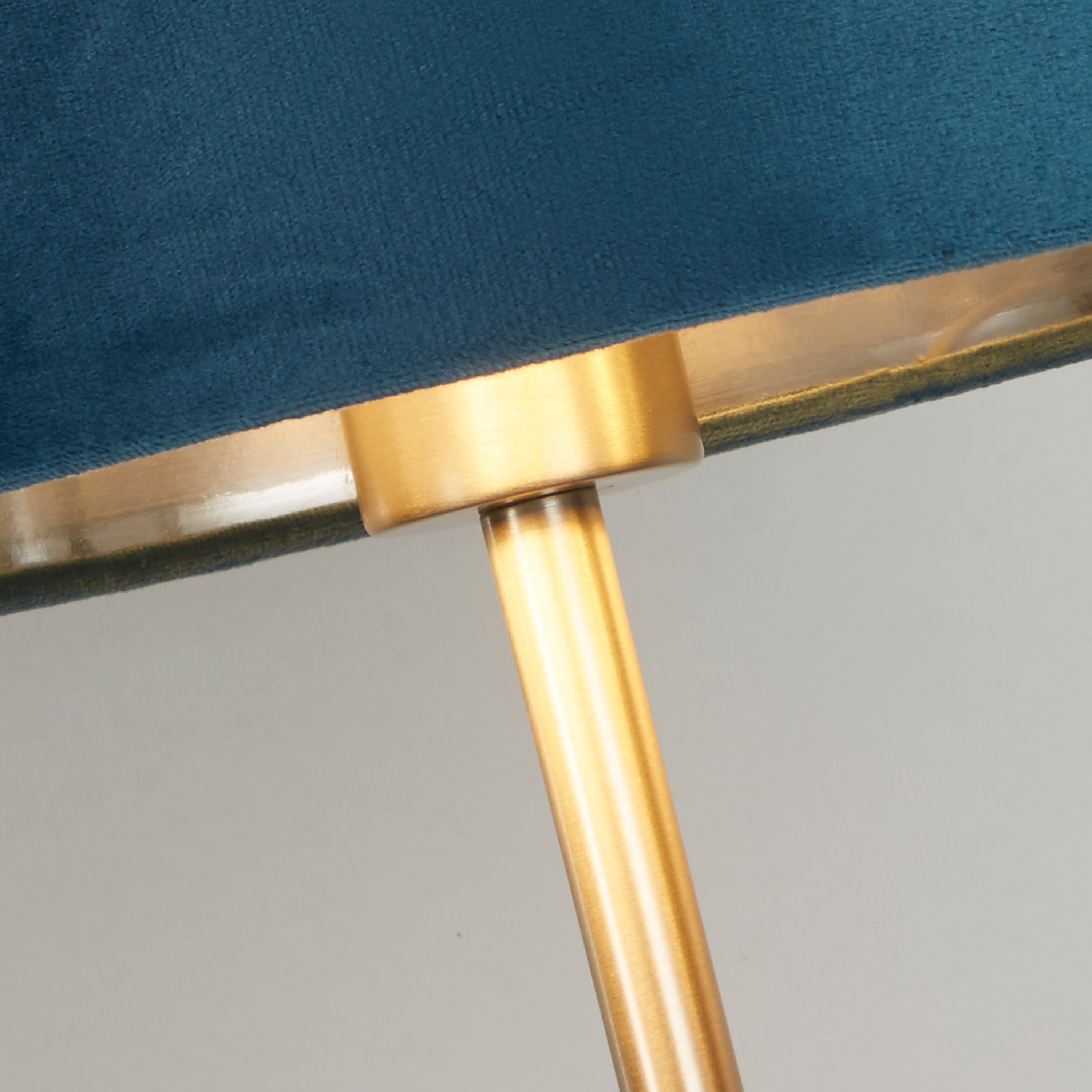 Finn USB Table Lamp - Satin Nickel Metal & Teal Velvet Shade