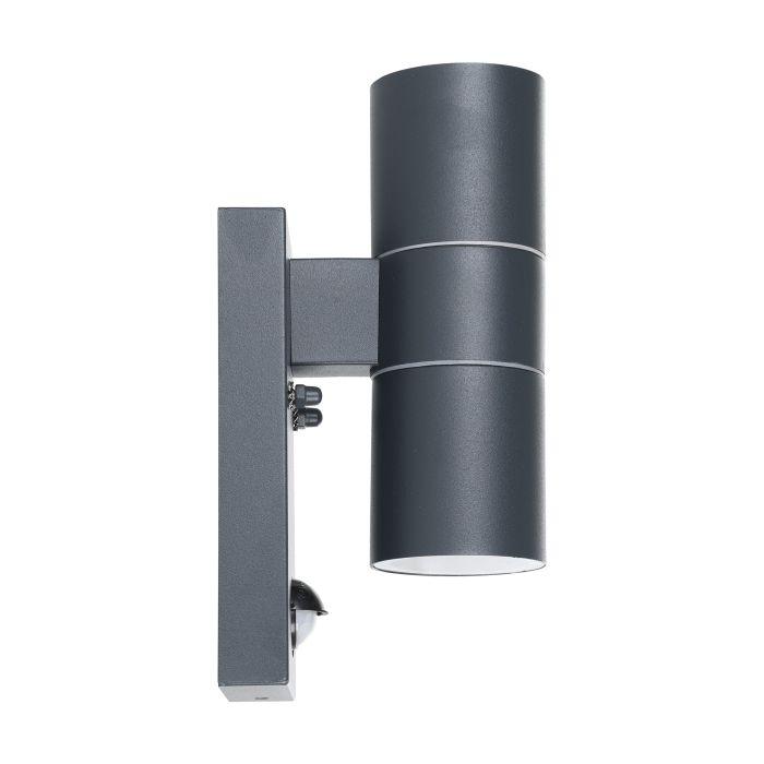 eglo riga 5 up down grey pir outdoor wall light ip44 hallway lighting
