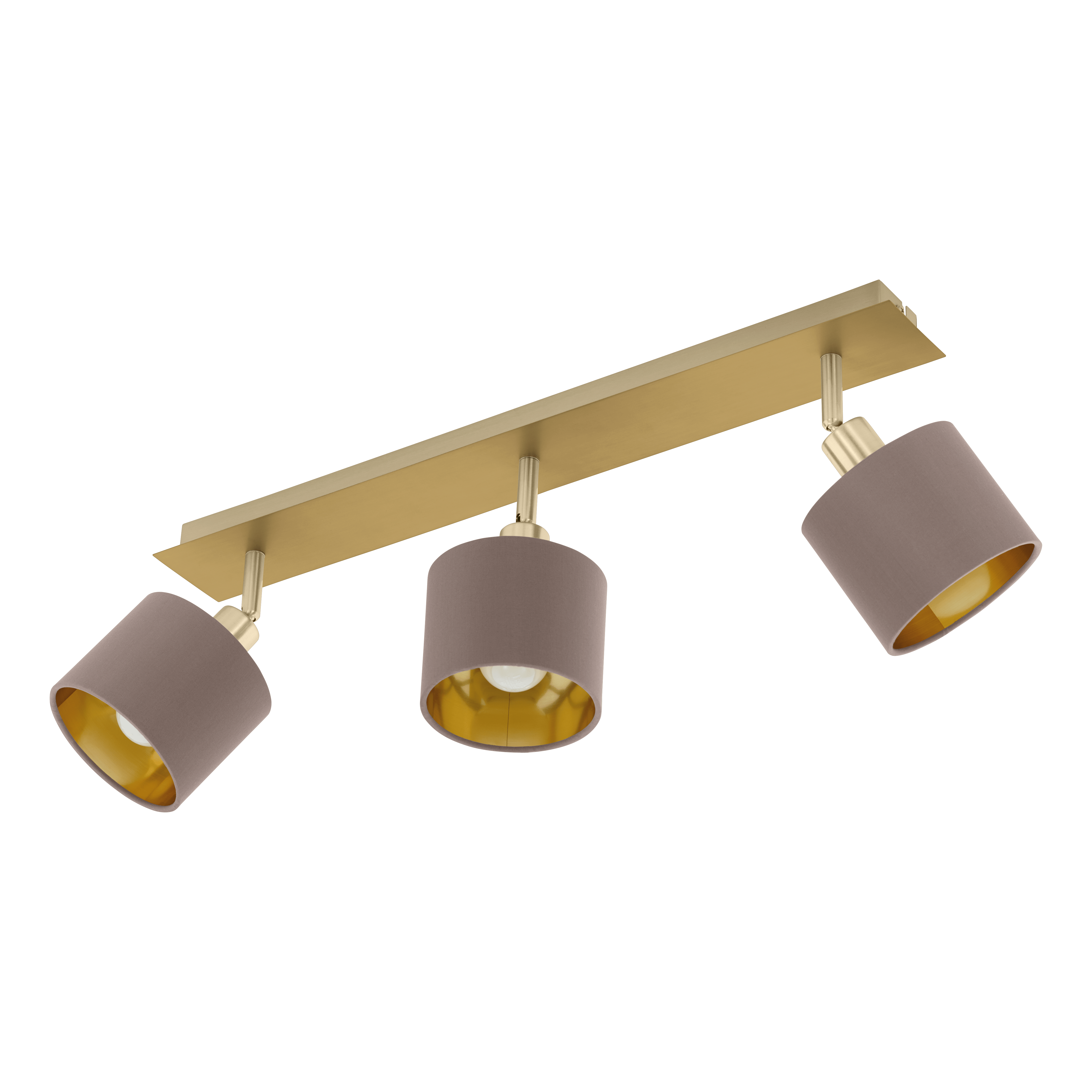 eglo valbiano gold fabric shaded 3 light bar spotlight